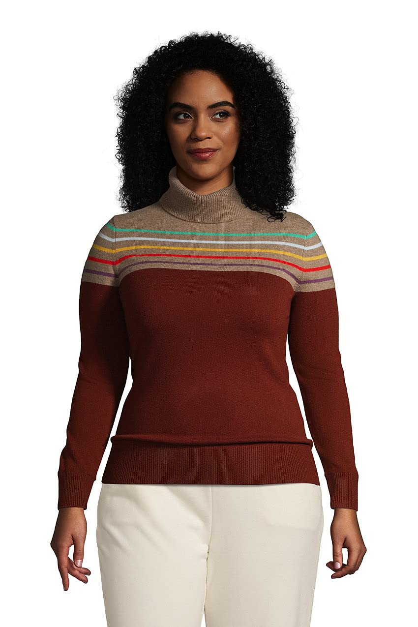 Lands' End Women's Cashmere Turtleneck Sweater - Soft & Warm Winter Pullover for Office, Travel & Casual Outfits