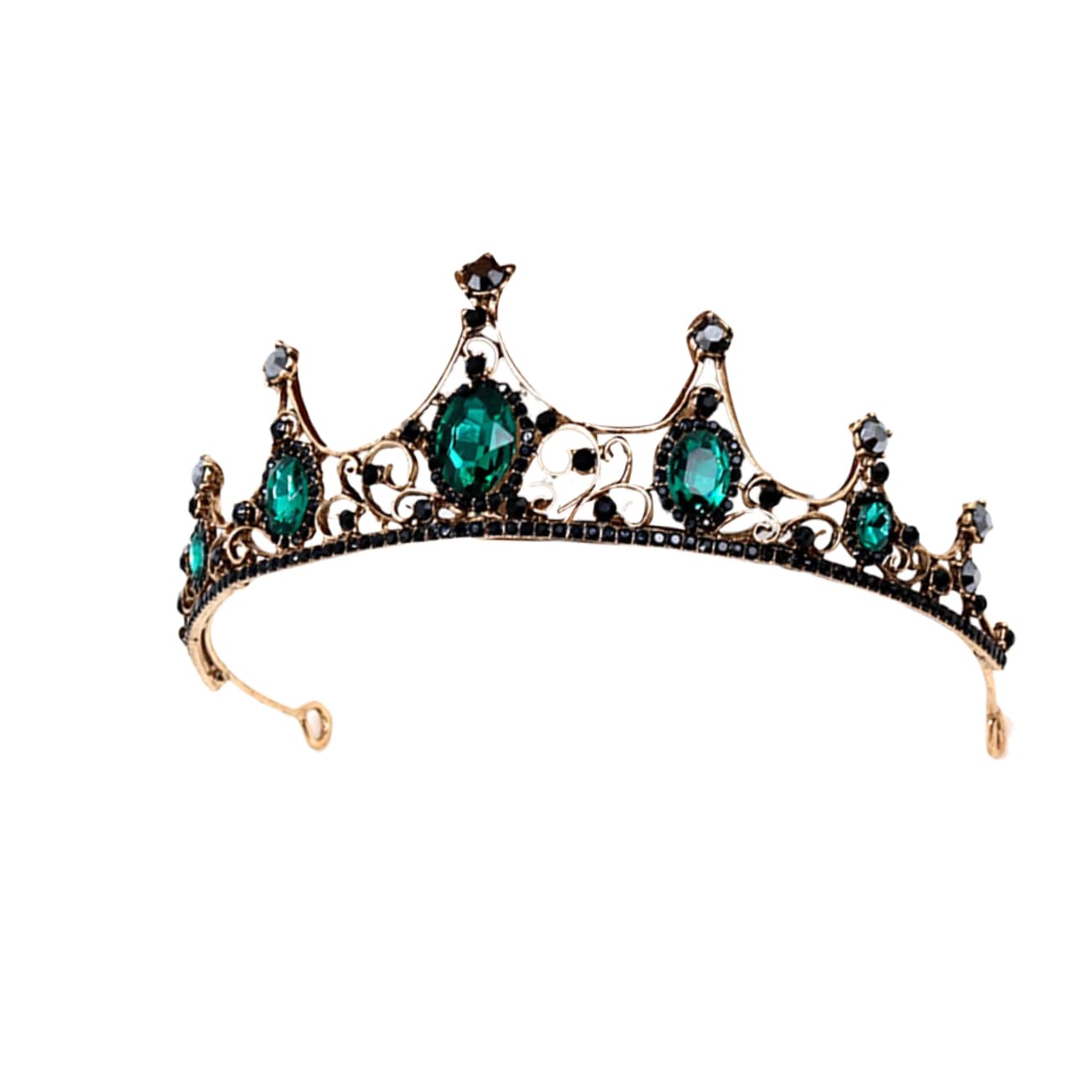 FOMIYES Bridal Tiara Headpiece for Women - Baroque Style Wedding Crown with Green Stones - Perfect for Brides, Misses, and Special Occasions