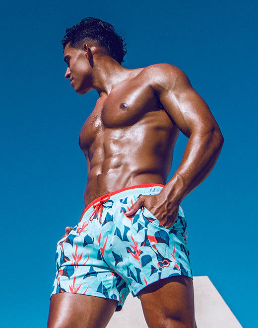 2eros Caribbean Twist 3 Swim Shorts - Quick Dry Men's Swim Trunks with Pockets for Beach, Pool & Vacation | Comfortable Swimwear for Summer Water Sports