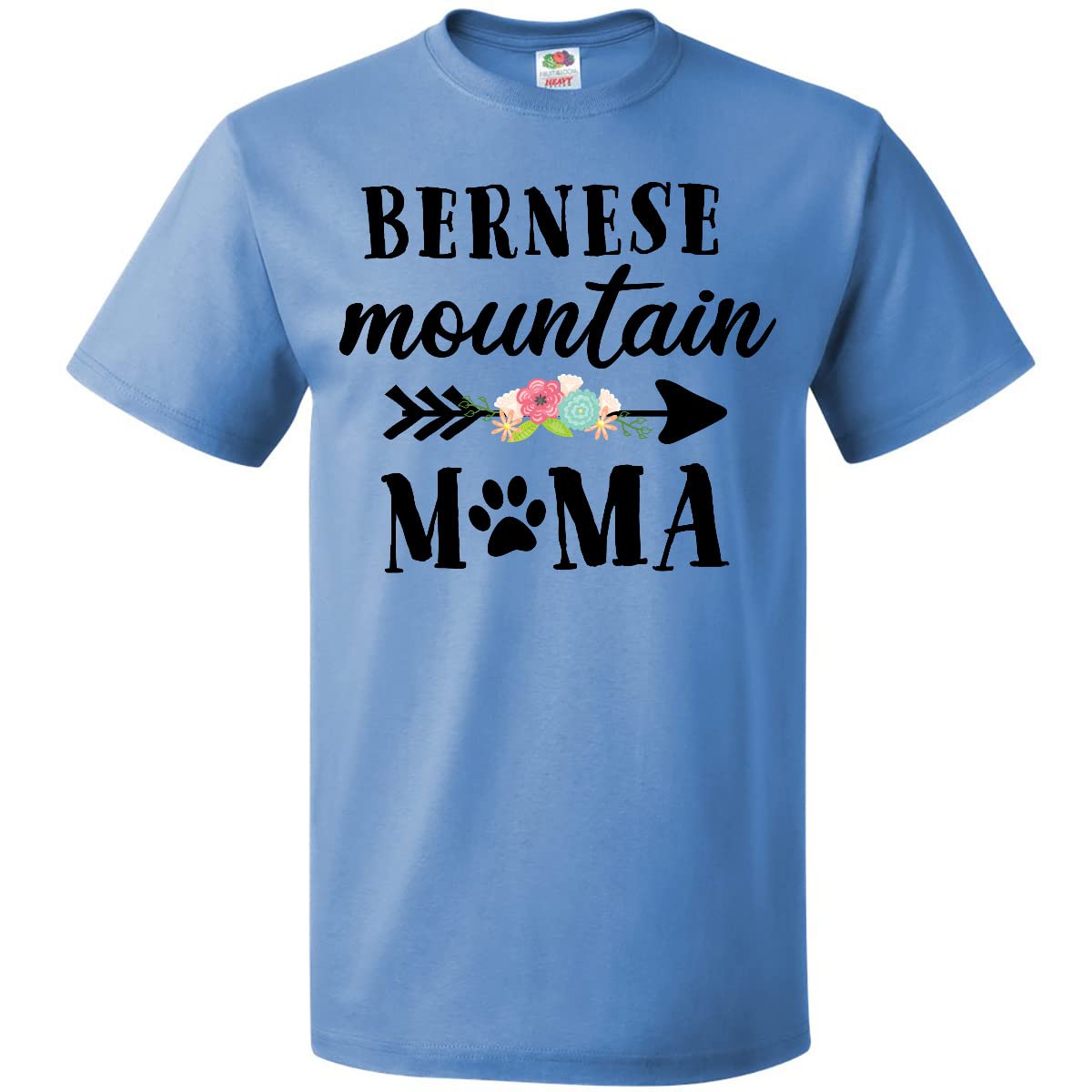 Inktastic Bernese Mountain Mama with Flowers and Arrow Graphic T-Shirt - Comfortable Casual Tee for Dog Lovers, Mothers Day Gift, Outdoor Activities & Everyday Wear