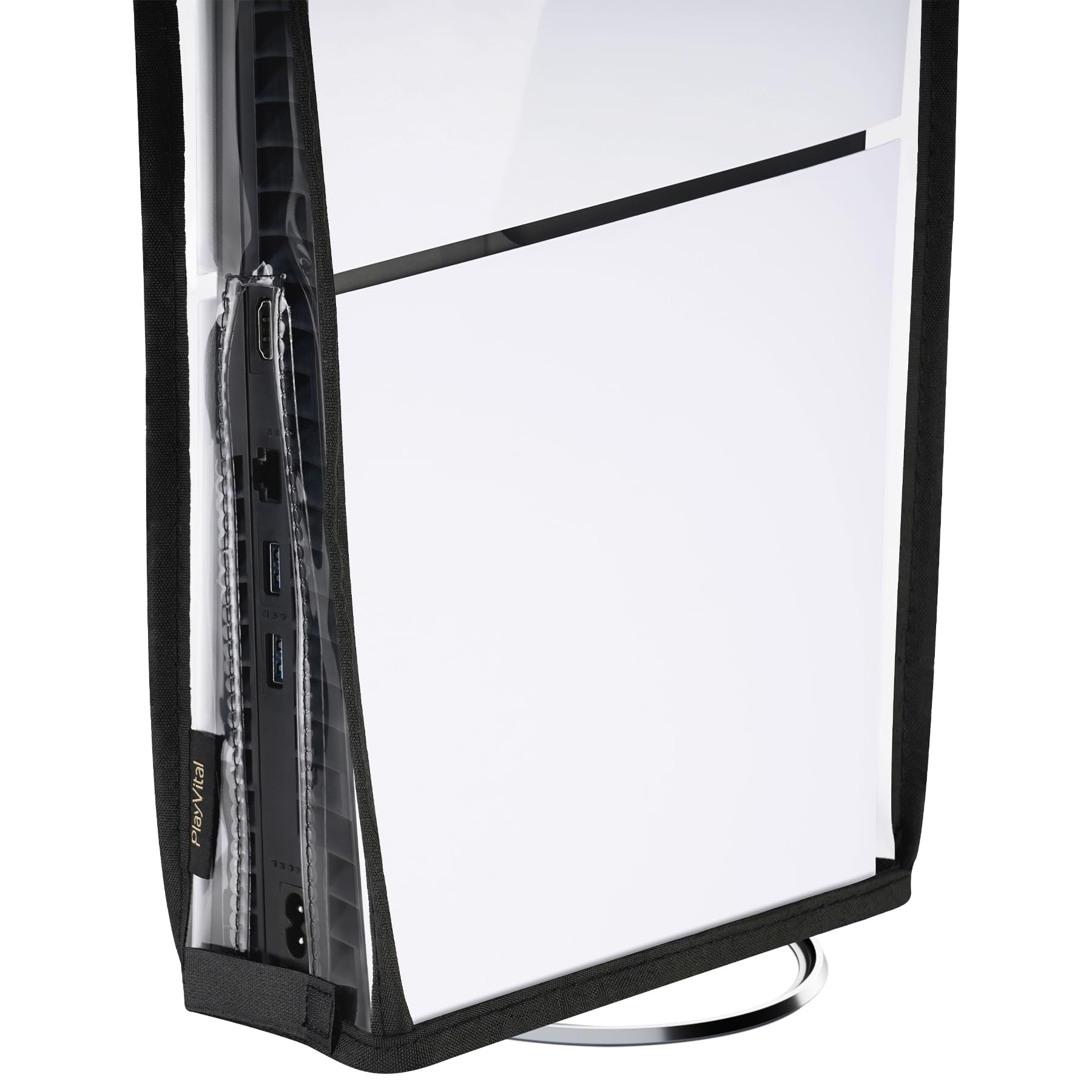 PlayVital PS5 Slim Digital Edition Vertical Dust Cover - Clear Transparent Dustproof & Waterproof Protector Sleeve for New Smaller Design Console - Perfect for Gaming Setup & Display Protection