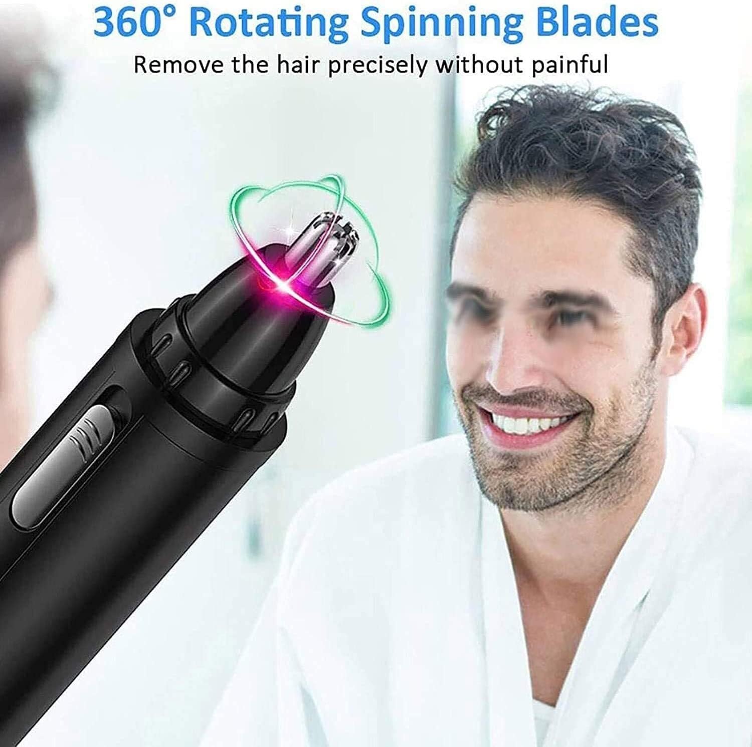 4-in-1 USB Rechargeable Nose & Ear Hair Trimmer with Waterproof Dual Edge Blades - Portable Grooming Kit for Men - Perfect for Travel, Home & Office Use - Black