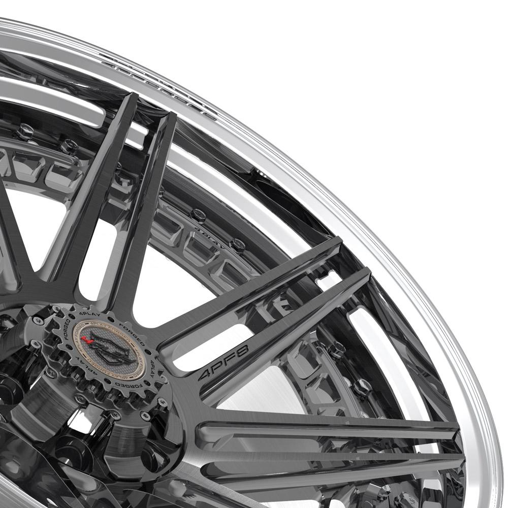 4Play Forged Series 4PF8 Wheels 22x10.0 18 8x170mm 124.9mm - Brushed with Tinted Clear Center & Polished Barrel - Premium Alloy Rims for Trucks, SUVs and Off-Road Vehicles - Perfect for Custom Builds, Car Shows and Off-Road Adventures