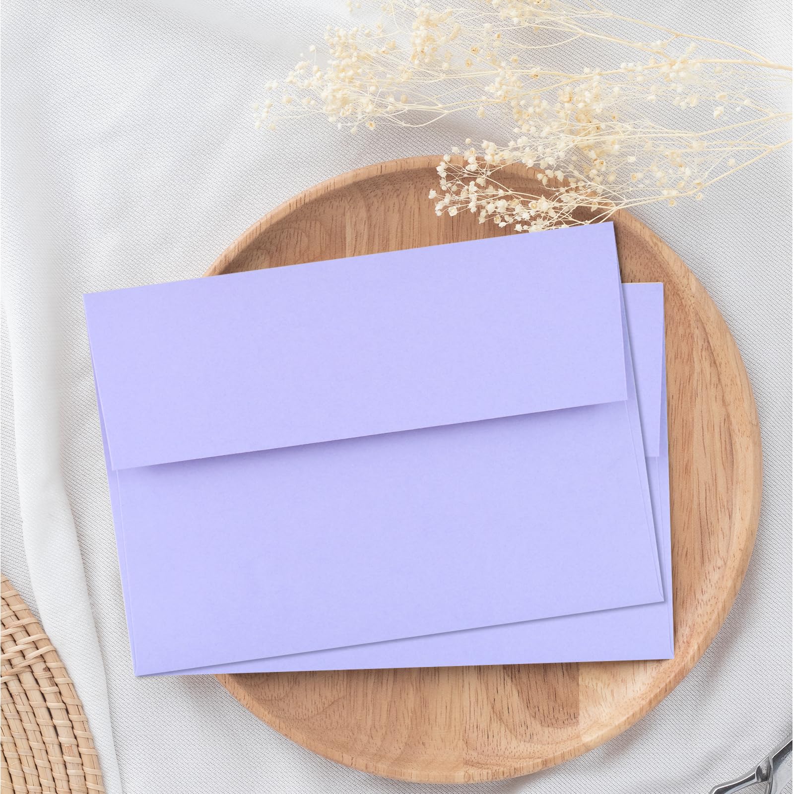 50 Pack A2 Purple Self Seal Envelopes 4.37x5.75 Inches - Printable Invitation Envelopes for Wedding, Baby Shower, Greeting Cards & Business Correspondence - Perfect for Mailing, Stationery & Event Planning