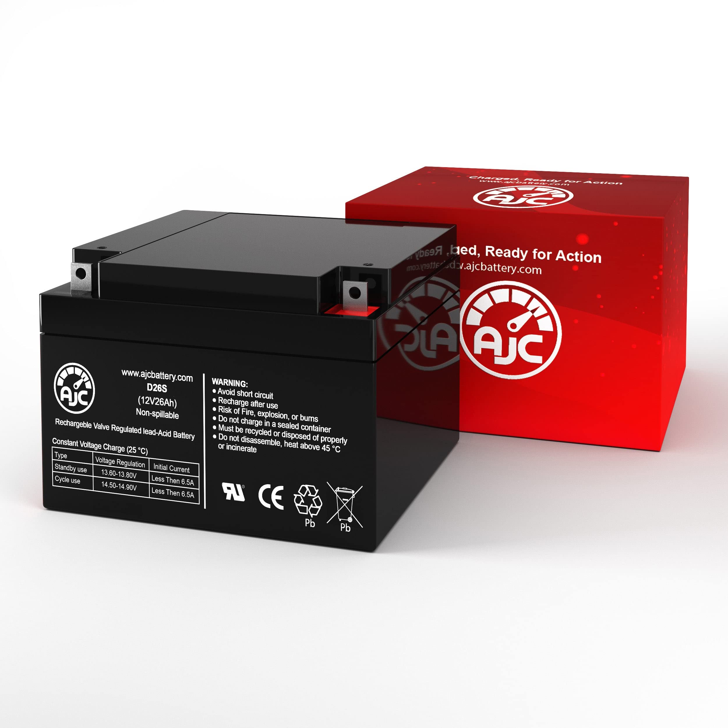 AJC 12V 26Ah Sealed Lead Acid Replacement Battery - Compatible with B&B HR33-12 - Perfect for UPS Backup, Solar Systems, and Emergency Lighting