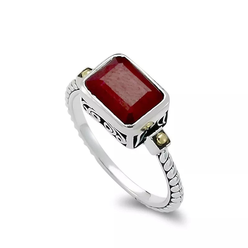 Eirini Ruby Ring - Elegant Sterling Silver Women's Jewelry for Weddings, Anniversaries & Special Occasions