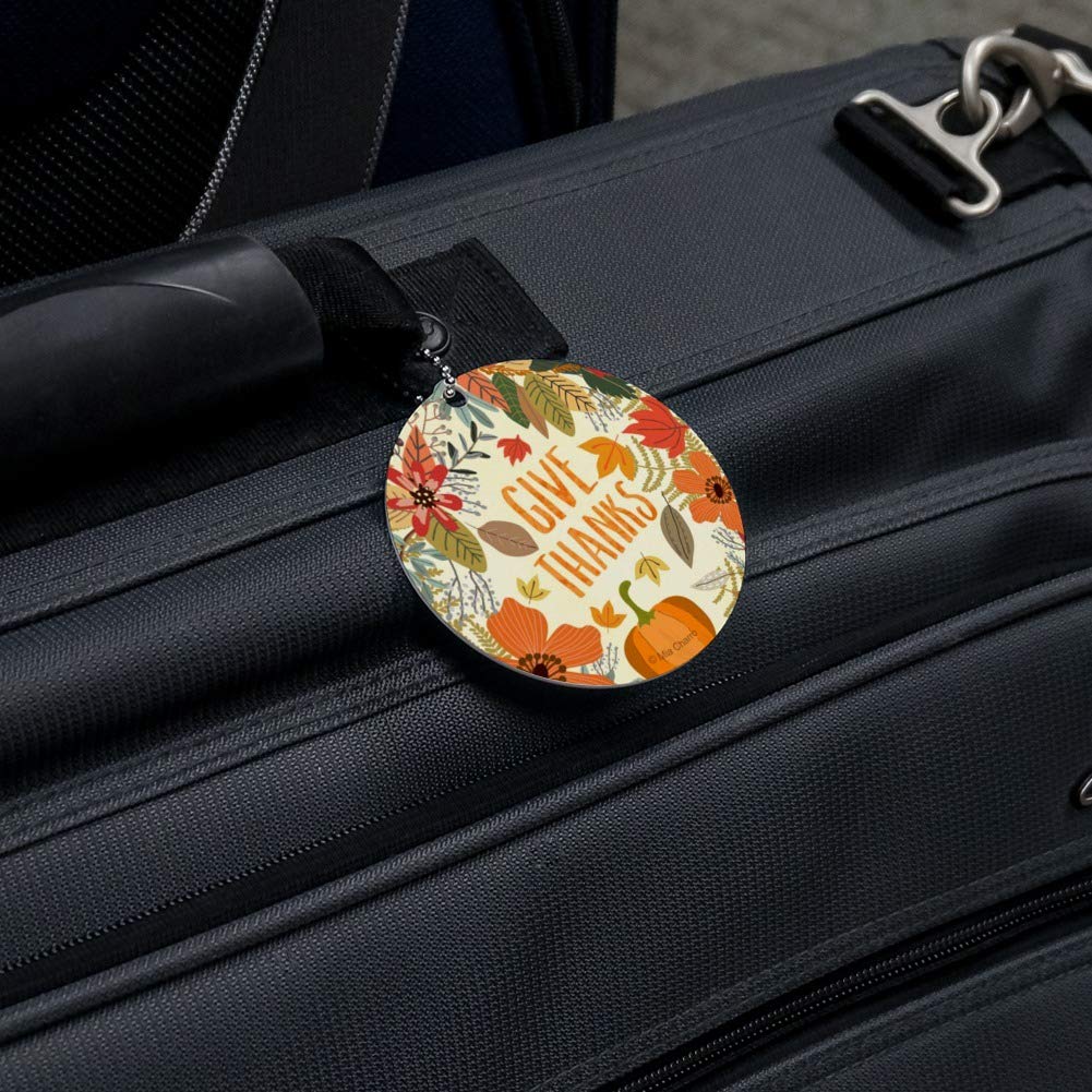 Thanksgiving Pumpkin Round Luggage ID Tag - Durable Suitcase Name Tag for Carry-On Bags - Perfect for Travel Identification & Holiday Gift Giving