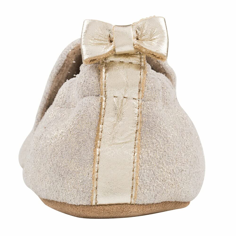 Robeez Baby Girls Gold Shimmer Crib Shoes - Soft Sole First Walkers for Infants & Toddlers - Perfect for Special Occasions, Photo Shoots & Everyday Wear