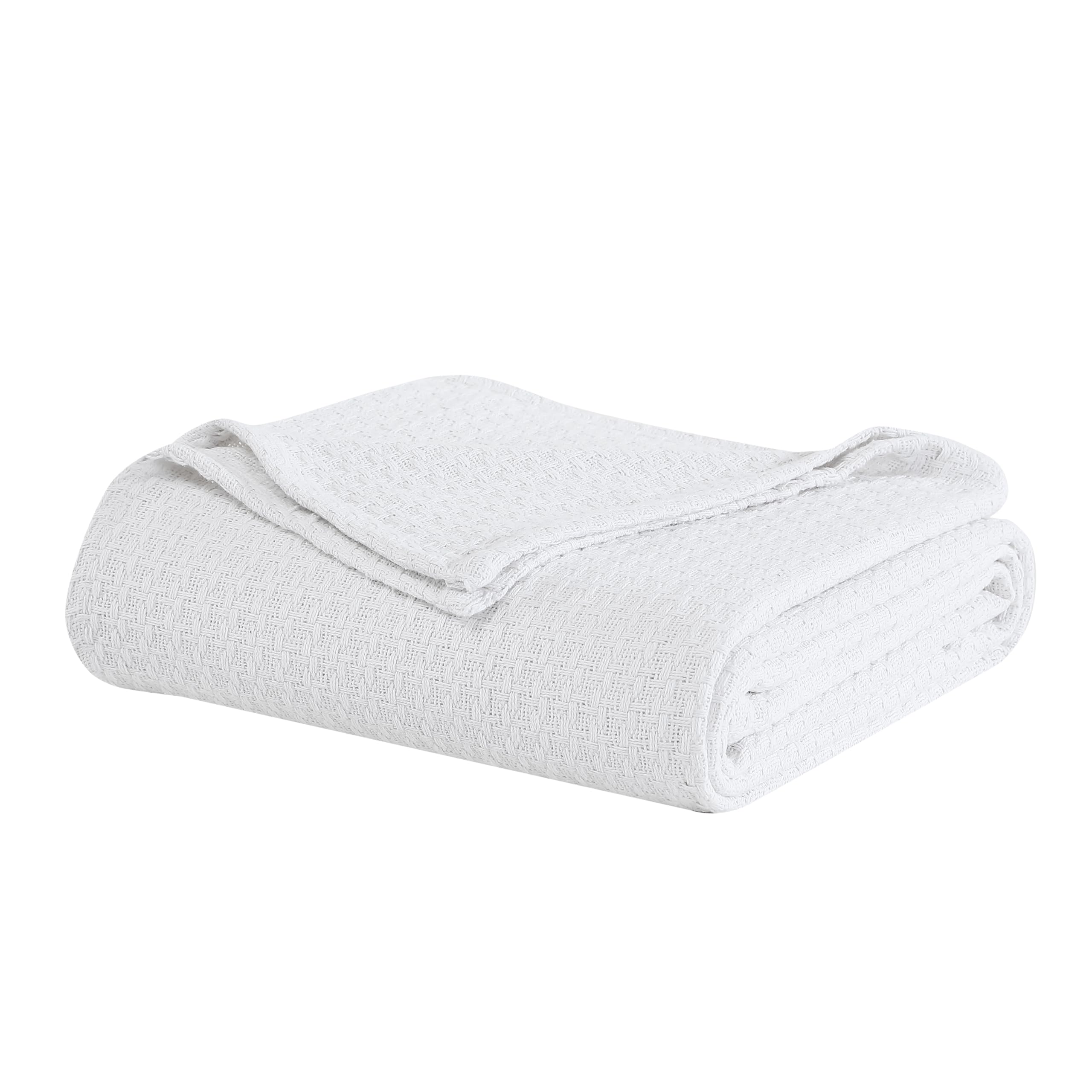 Beatrice Home Fashions 100% Cotton Waffle Weave Blanket - King Size White | Lightweight & Breathable All-Natural Bedding | Perfect for Hotels, Guest Rooms & Cozy Home Decor