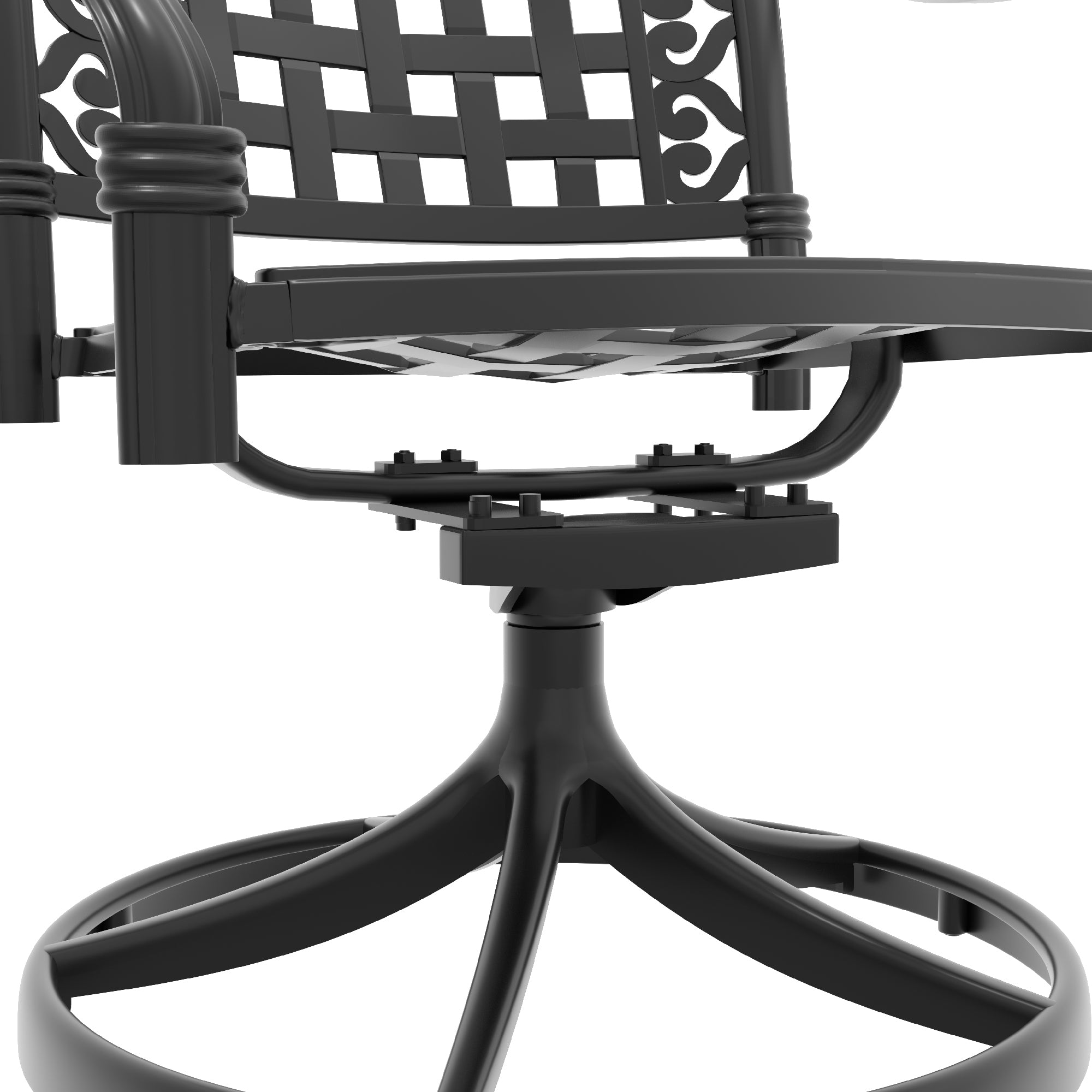 2-Piece Cast Aluminum Patio Swivel Chairs with Black Frame & Cushions - Outdoor Garden, Poolside, Deck Furniture Set for Relaxing & Entertaining