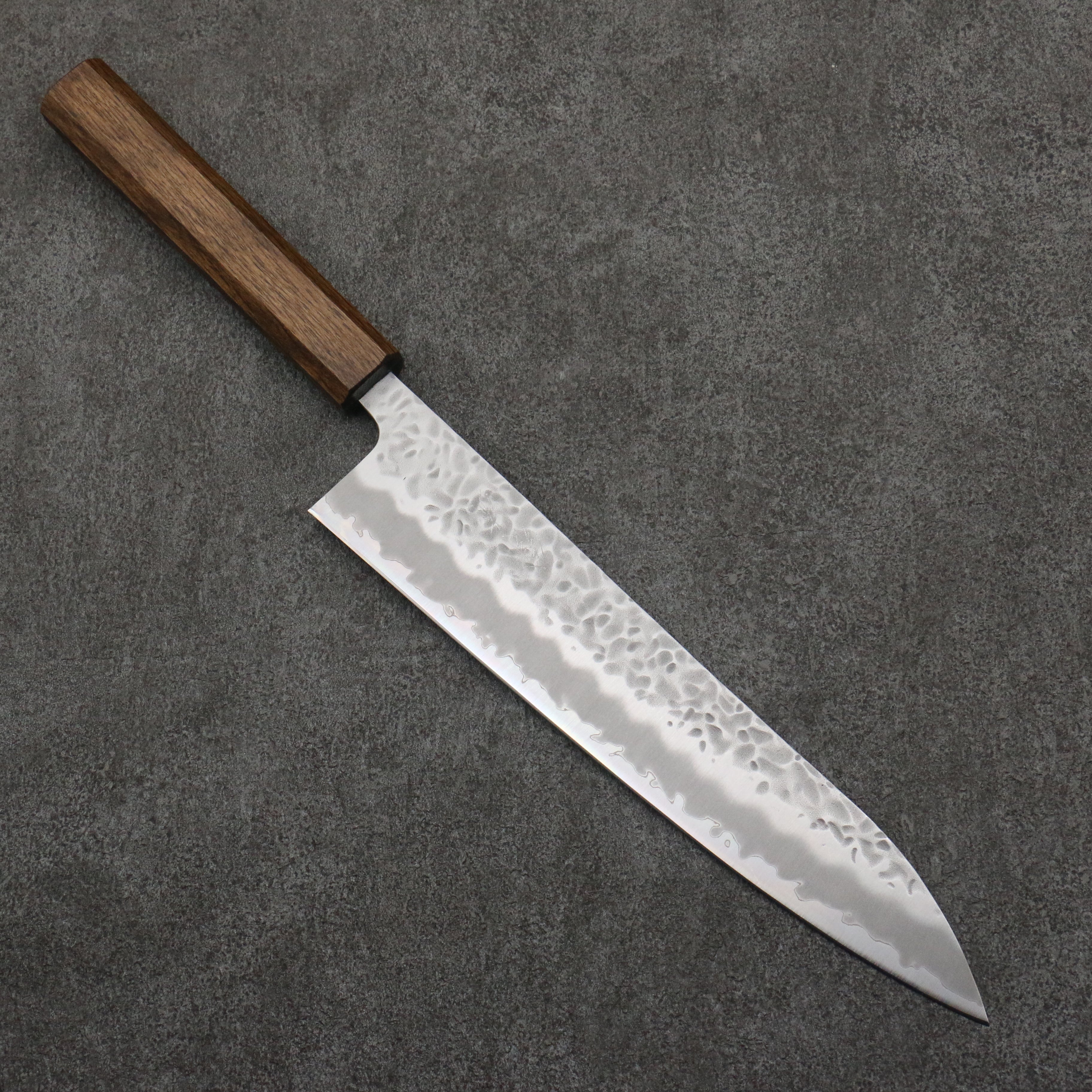 Premium OUL White Steel No.1 Hammered Gyuto Chef Knife 240mm - Japanese Oak Handle for Professional Chefs & Home Cooking - Perfect for Slicing, Dicing & Precision Cutting