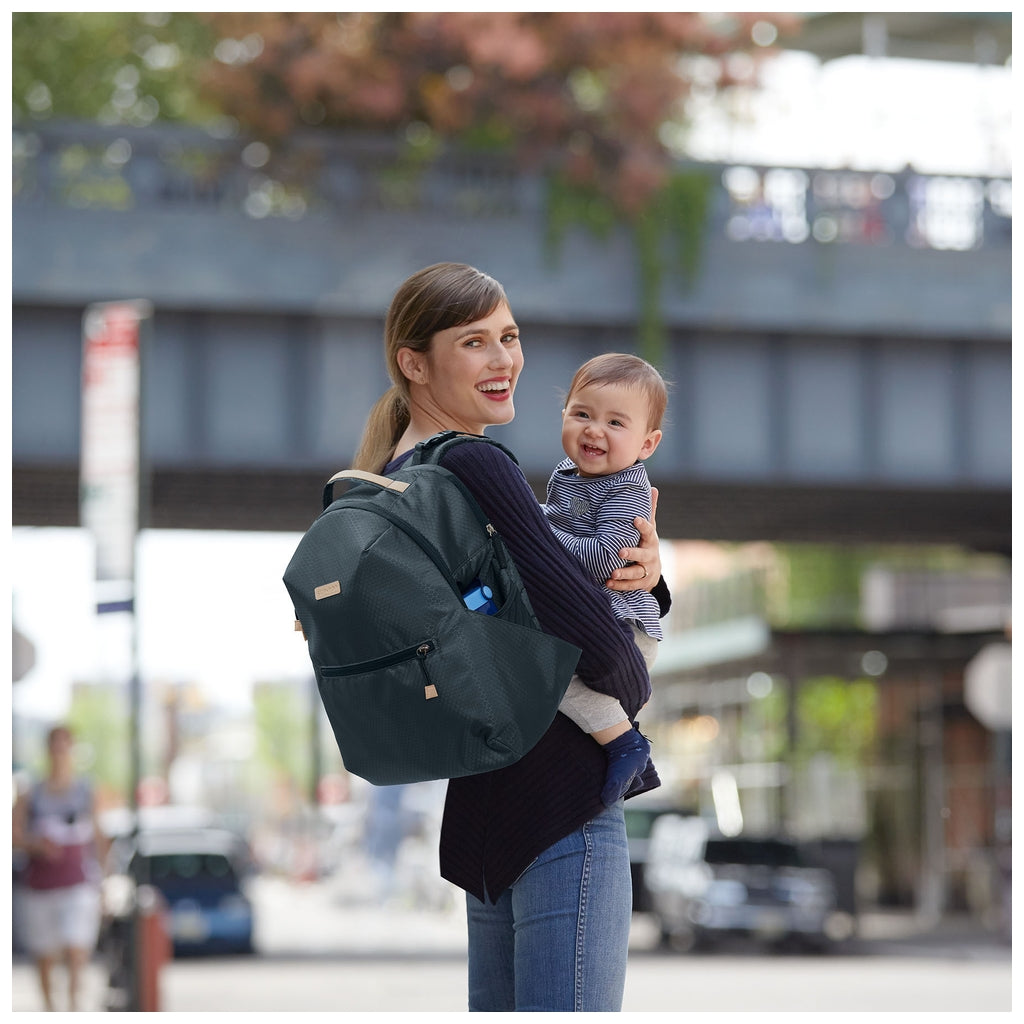 Skip Hop GO Envi Eco-Friendly Diaper Backpack - Blue Grey Hex | Waterproof Baby Changing Bag for Travel, Daycare & On-the-Go Parents