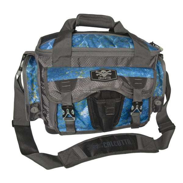 Calcutta Squall Tackle Bag with 4 Removable Trays - Mossy Oak Shoreline Camo Fishing Gear Organizer - Perfect for Bass Fishing, Kayak Trips & Shoreline Angling
