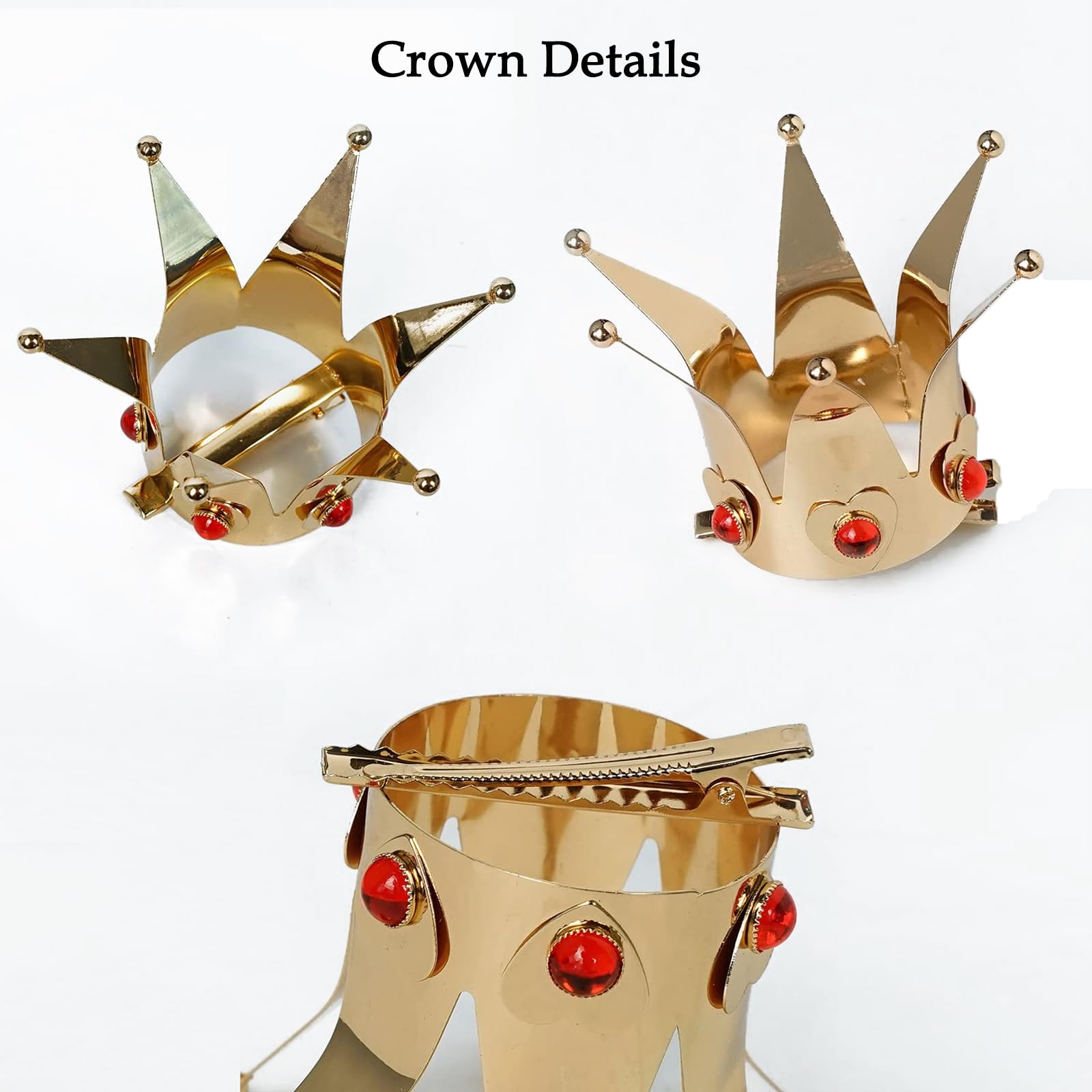 Probeauty Red Curly Cosplay Wig with Crown - Synthetic Anime Queen Wig for Halloween & Costume Parties - Includes Wig Cap - Perfect for Cosplay, Anime Conventions & Themed Events