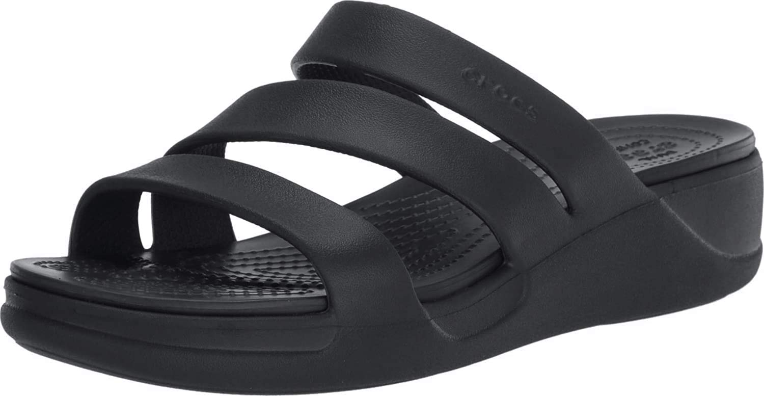 Crocs Women's Monterey Strappy Wedge Sandals - Comfortable Slip-On Wedge Heel Shoes for Women | Perfect for Beach, Pool, and Summer Outfits