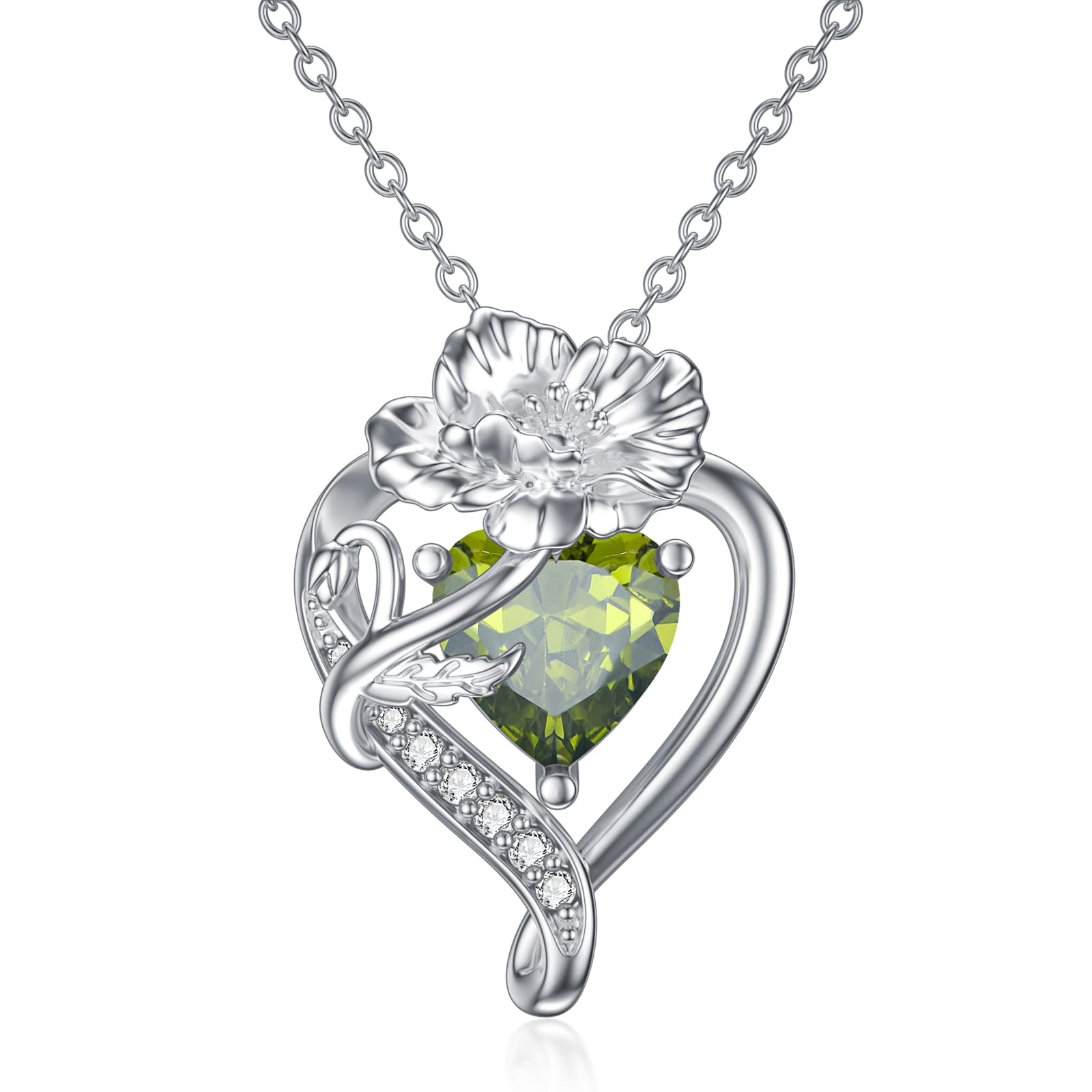 Birthstone Necklace for Women - S925 Sterling Silver Birth Month Flower Pendant Jewelry | Christmas, Birthday & Anniversary Gift for Her, Wife, Girlfriend | Perfect for Special Occasions & Everyday Wear
