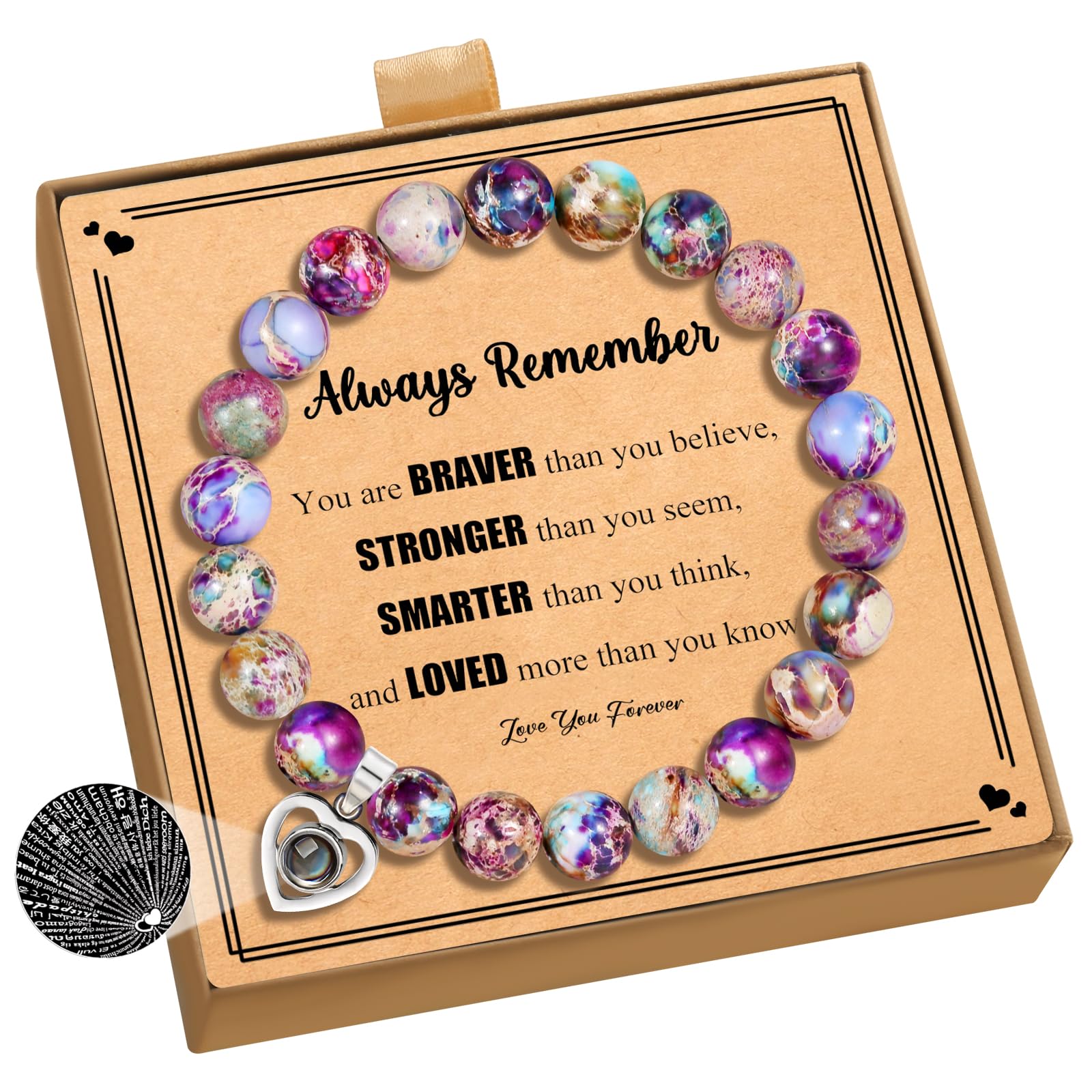 Always Remember Bracelet - Inspirational Jewelry Gift for Women, Engraved 'I Love You' in 100 Languages - Perfect Encouragement & Birthday Present for Daughter, Granddaughter, Sister & Friends - Ideal for Special Occasions, Mother's Day & Daily Wear