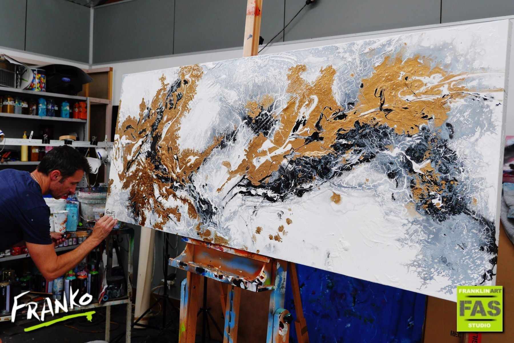 200cm x 80cm White Gold Abstract Canvas Painting - Modern Wall Art for Living Room, Bedroom & Office Decor