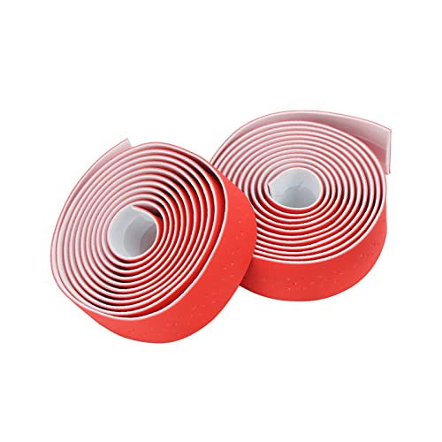 Premium Cycling Handlebar Tape - Breathable, Lightweight, Anti-Slip with Shock Absorption for Road & Mountain Bikes | Includes Bar Plugs | Ideal for Long-Distance Riding & Commuting (Red)