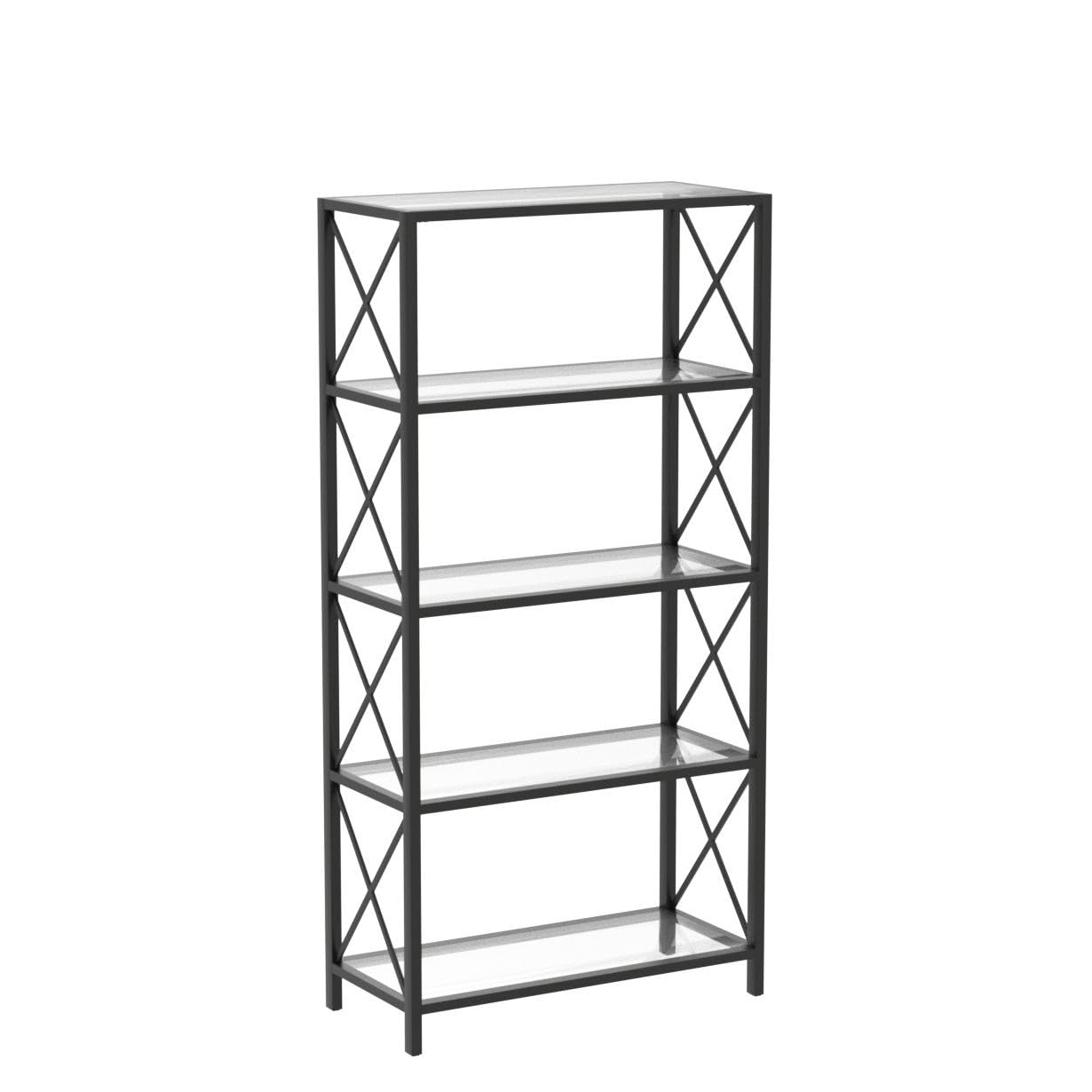 Celine 30-Inch Wide Rectangular Bookcase in Blackened Bronze - Modern Home Office & Living Room Storage Shelf for Books & Decor