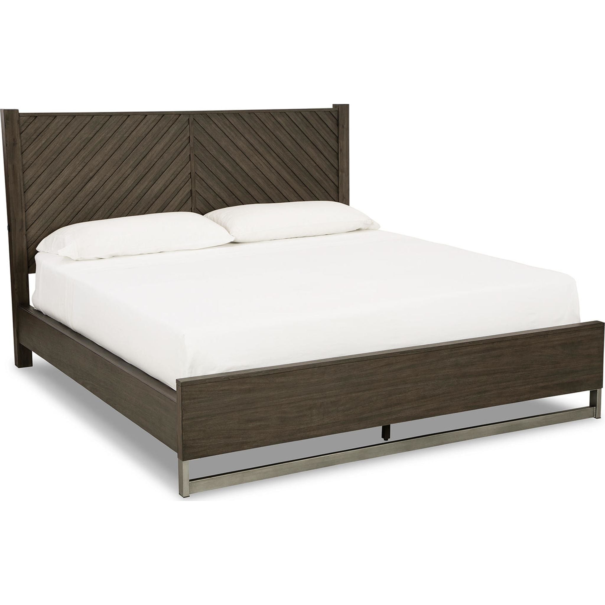 Arkenton King Panel Bed in Grayish Brown - Modern Bedroom Furniture for Master Suite & Guest Room