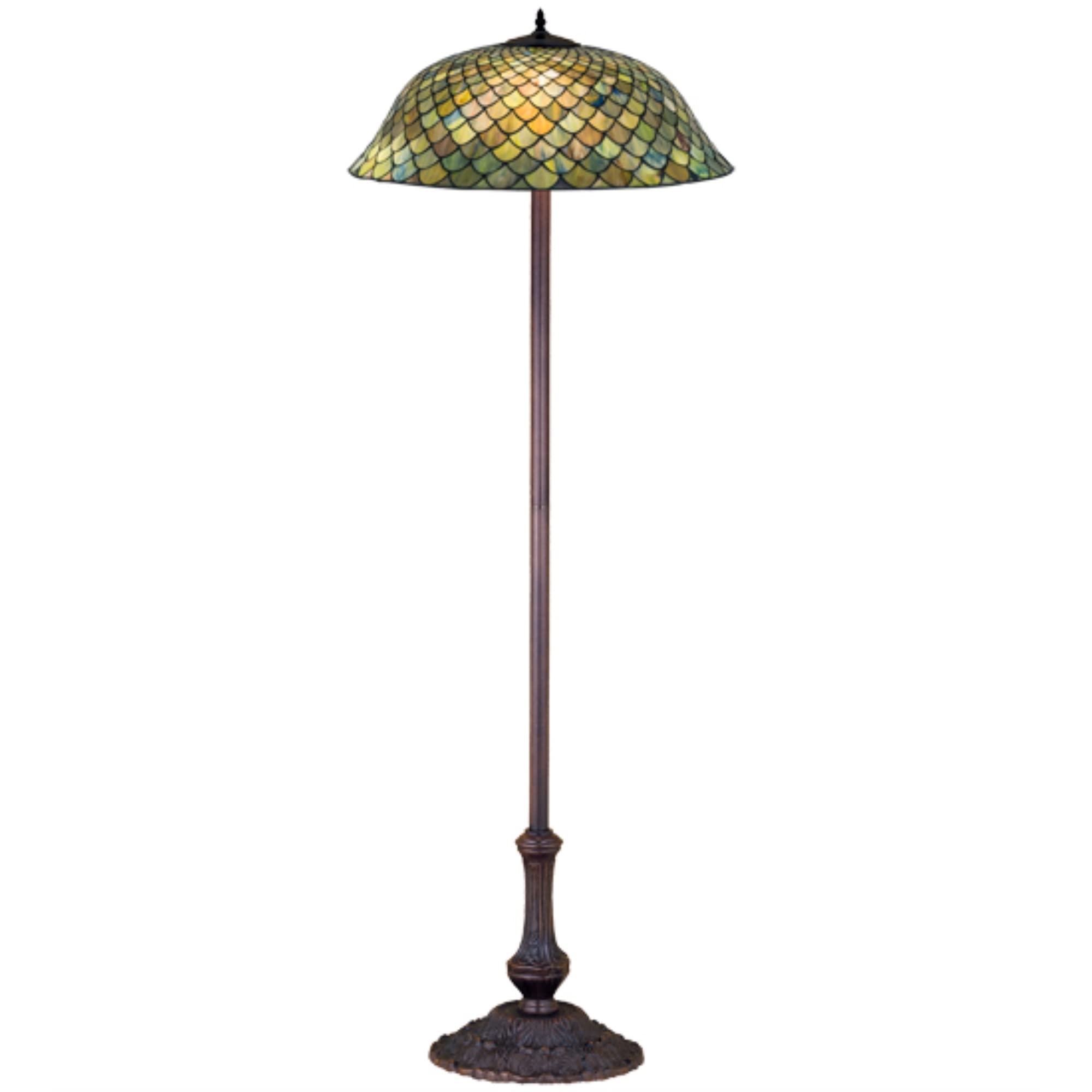 Meyda Tiffany 63 Inch Fishscale Floor Lamp - Elegant Stained Glass Lighting for Living Room, Bedroom, or Office Decor