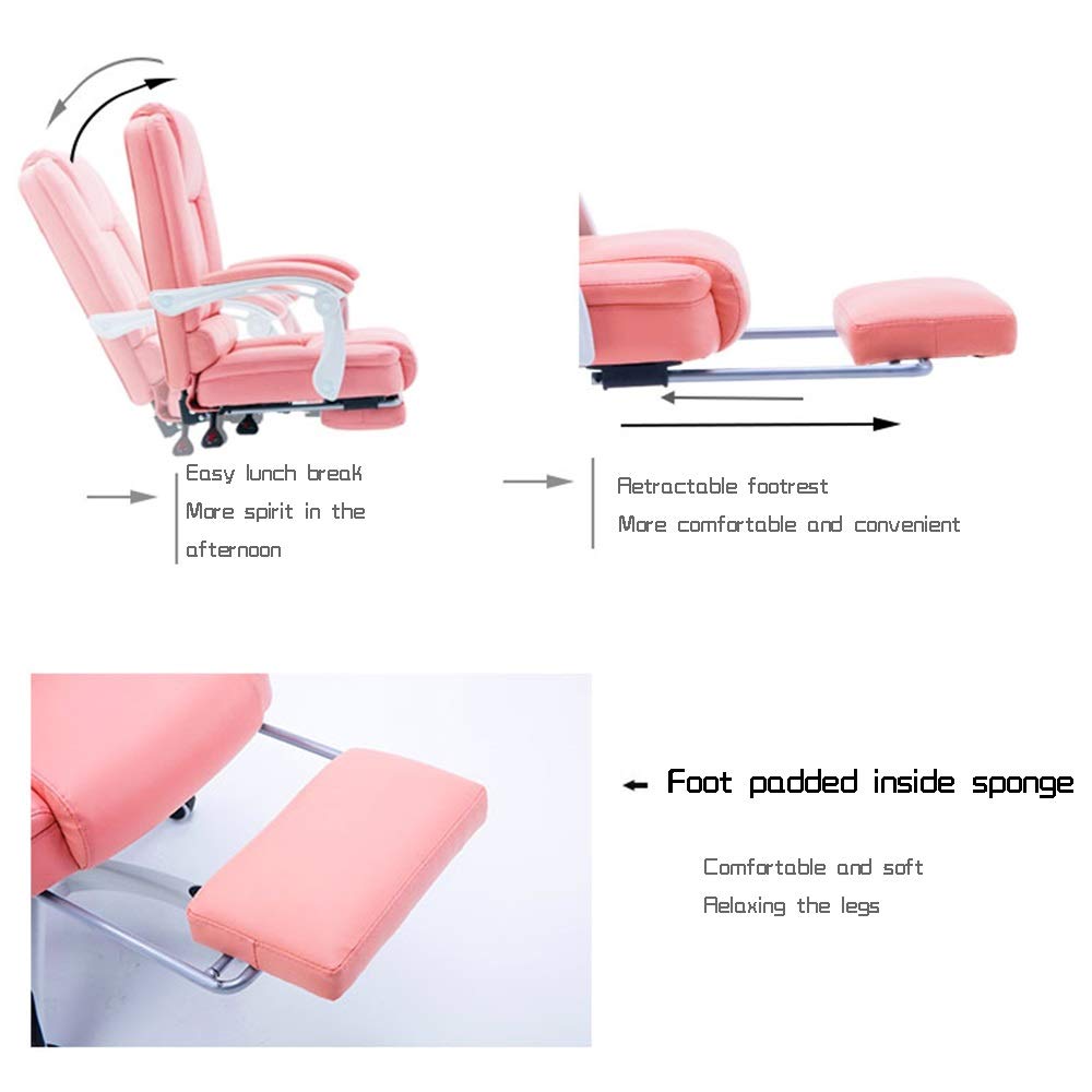 Premium Ergonomic Leather Gaming Chair with Adjustable Footrest & High Back Recliner - 330 lbs Weight Capacity - White Executive Office Chair for PC Gaming, Work & Home Office Comfort