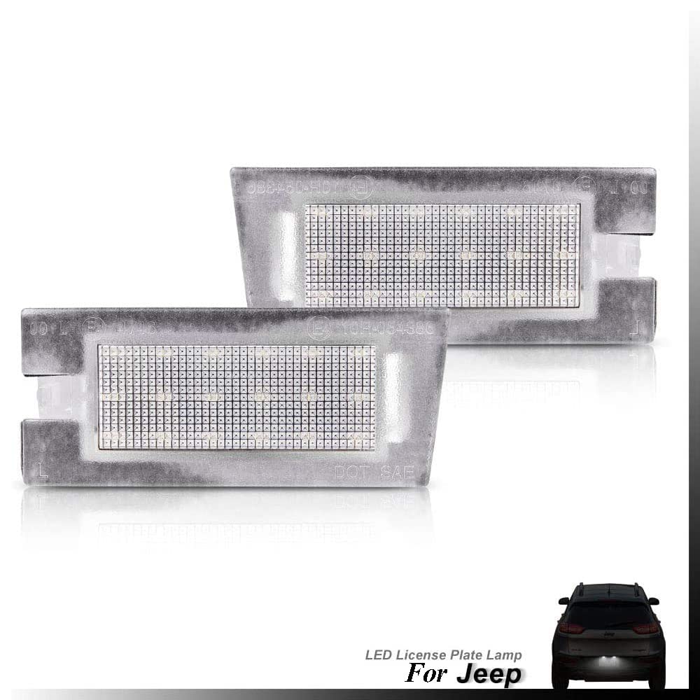2Pcs LED Number License Plate Light Lamp for Jeep Cherokee 2014-2020 - Bright White LED Car Tail Lights - Perfect for Night Driving & Enhanced Visibility