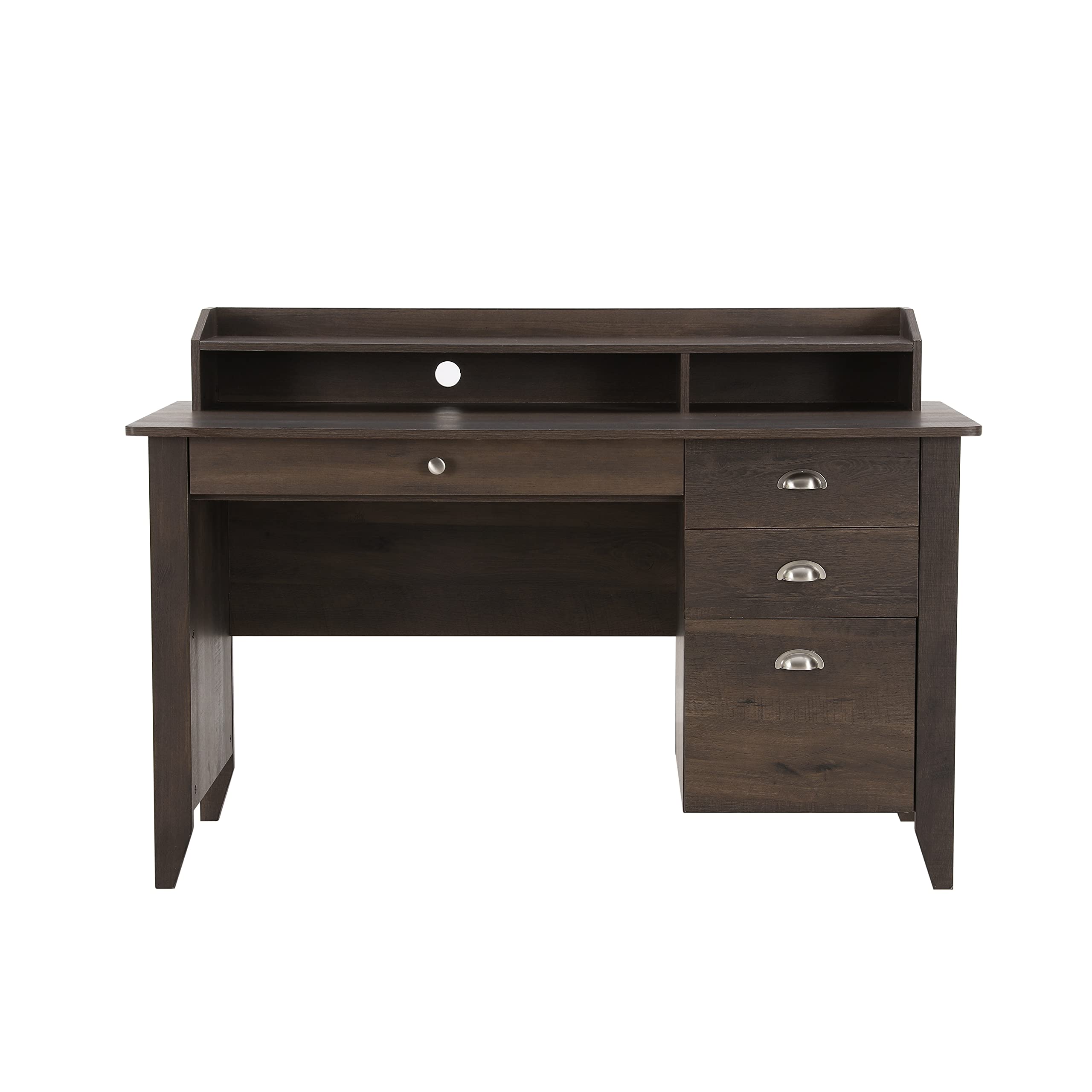 Premium LOKATSE HOME Executive Wooden Computer Desk with Drawers & Hutch - Modern Home Office Writing Study Desk for Professionals & Students (Perfect for Small Spaces, Remote Work & Online Learning)