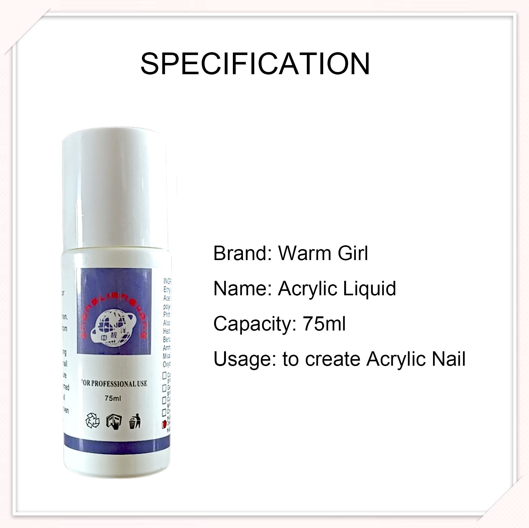 Professional Salon Quality Acrylic Nail Liquid for Acrylic Powder - 3pcs X 75ml - Warm Girl Acrylic - Perfect for DIY Manicures & Nail Art at Home or Salon Use