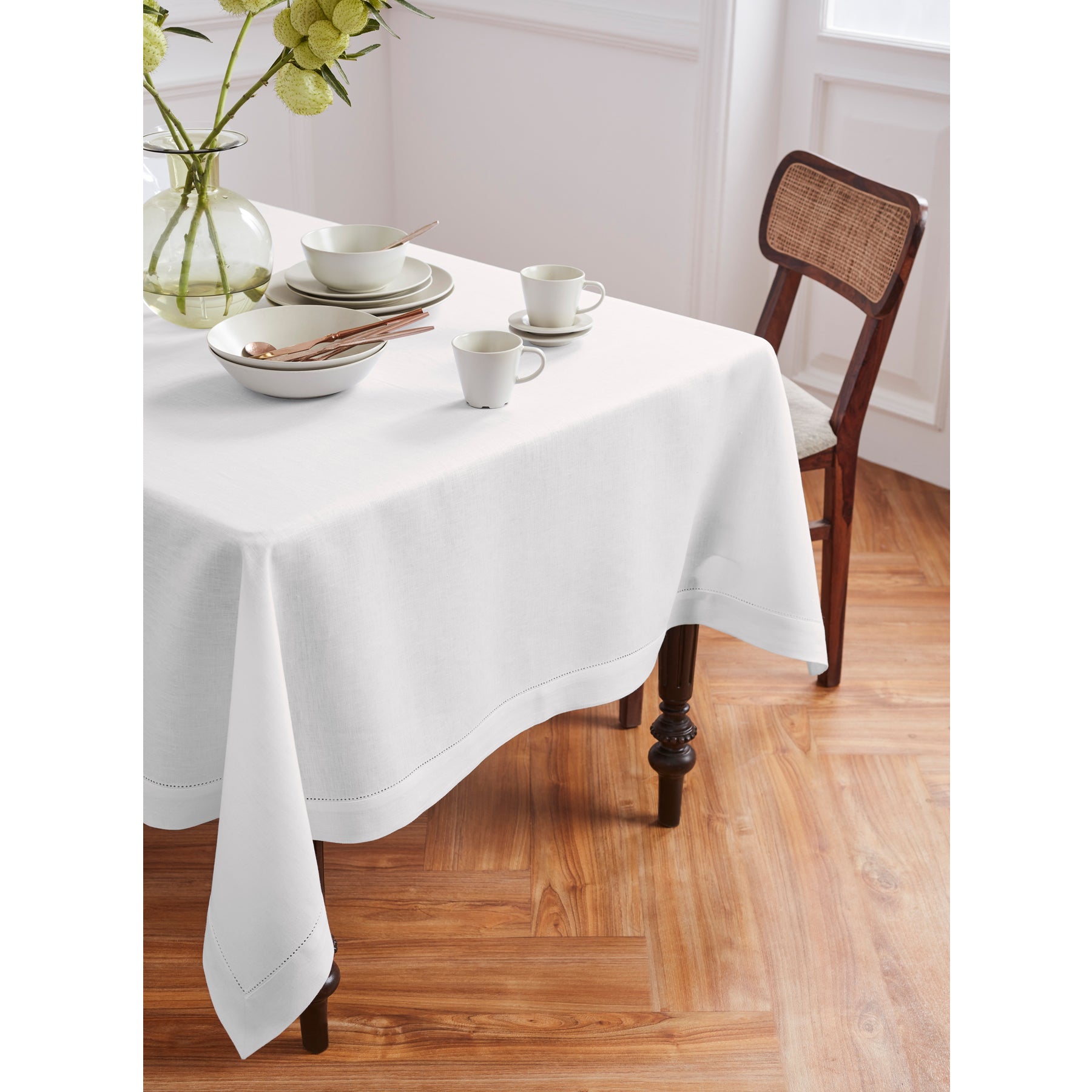 Premium Medium Weight Hemstitch Tablecloth - Elegant Dining Linen for Formal Dinners, Weddings & Special Occasions