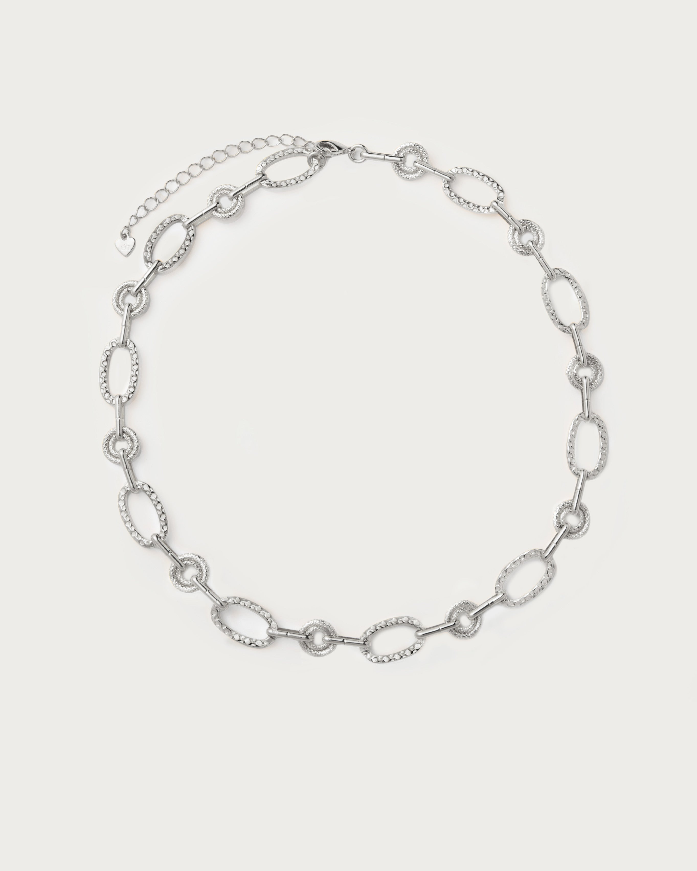 Textured Silver Circle Link Necklace for Women - Elegant Layering Jewelry for Everyday Wear & Special Occasions