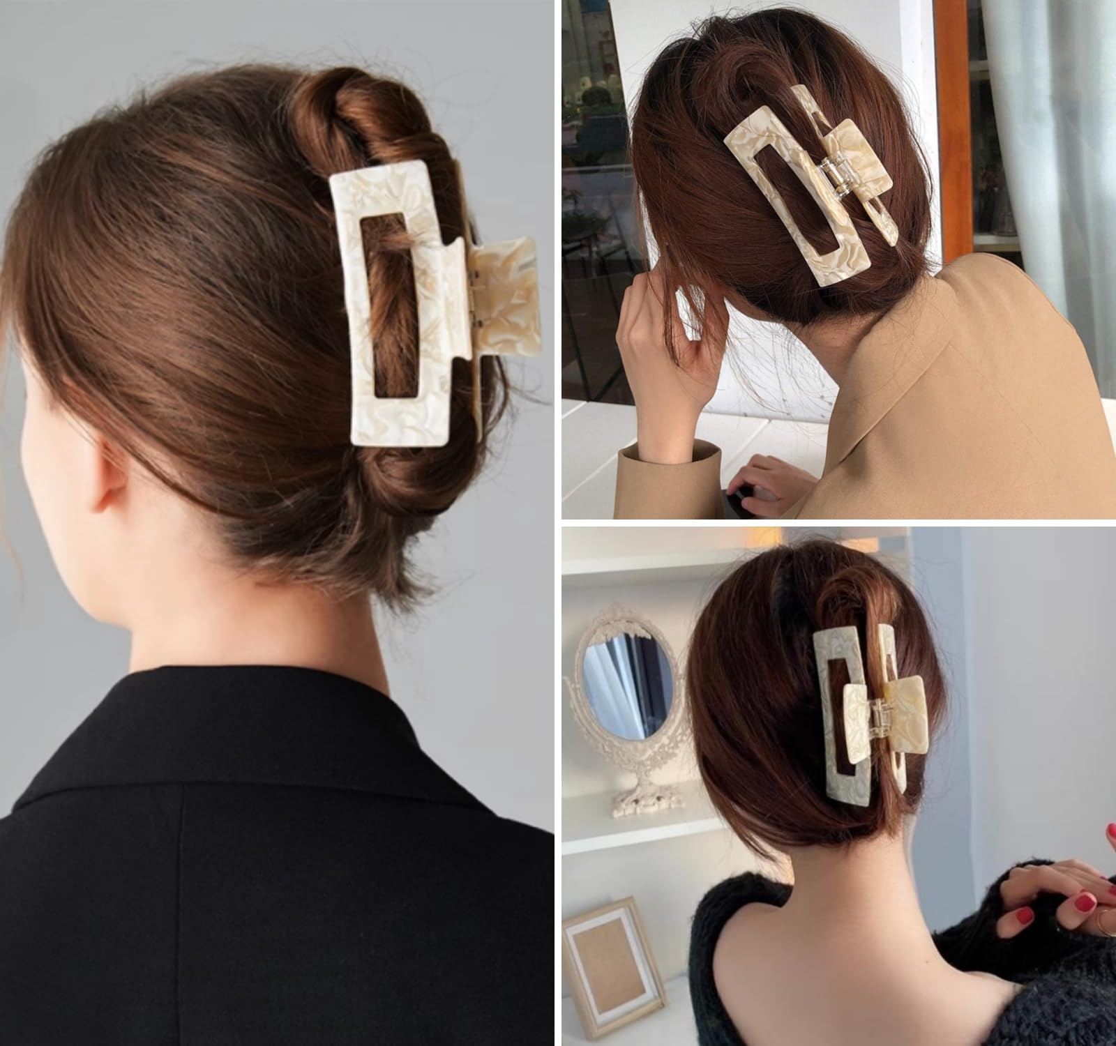 Large Tortoise Shell Hair Claw Clip 4.1 Inch - 2 Pack Banana Clips for Thick & Curly Hair - Premium Cellulose Acetate Hair Accessories for Women - Perfect for Beach, Work, and Everyday Styling