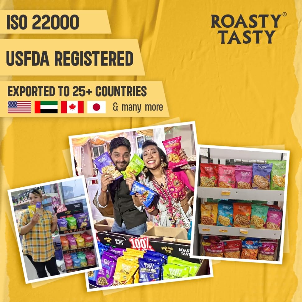 Roasted Millet Mix Peri Peri 200g | Healthy Snack with Bajra, Wheat Flakes, Moong, Masoor & Peanuts | Low Calorie, Cholesterol-Free, No Transfat | Perfect for Kids & Adults | Great for Office Snacks, Travel & Movie Nights