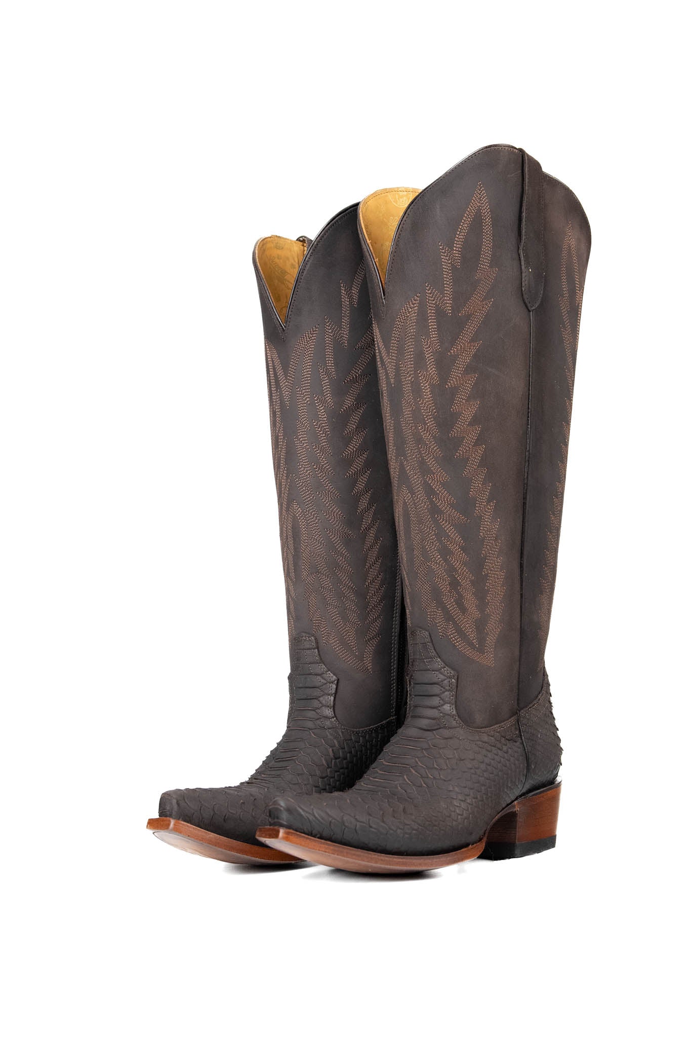 Presley Matte Python Tall Wide Calf Snip Toe Cowgirl Boots for Women - Western Fashion Riding Boots for Country Dance & Outdoor Events
