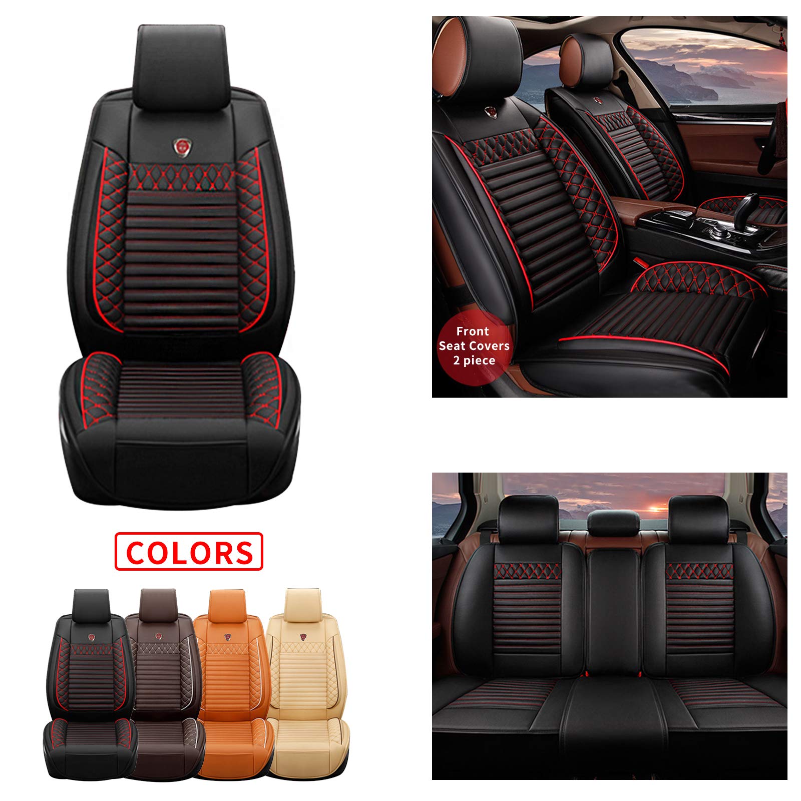 Hyundai Kona Car Seat Covers Set 2016-2021 - Non-Slip Airbag Compatible Vehicle Cushion Covers (Black/Red) for Comfort & Style - Perfect for Daily Commute & Road Trips