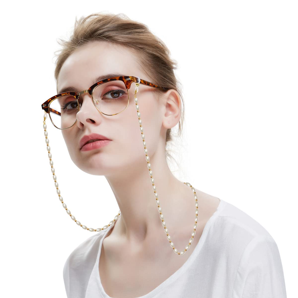 DNLKWGO Pearl Glasses Chain - Stylish Sunglasses Strap Holder with Freshwater Pearls, 3 Color Options for Women & Girls | Perfect for Reading, Driving & Fashion Accessories