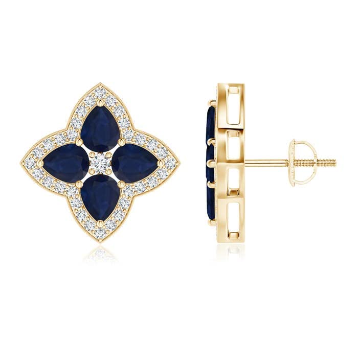 ANGARA Natural Blue Sapphire Stud Earrings for Women & Girls in 14K Solid Gold/Platinum | September Birthstone Jewelry Gift for Her | Birthday, Wedding, Anniversary | Perfect for Everyday Wear, Office & Special Occasions