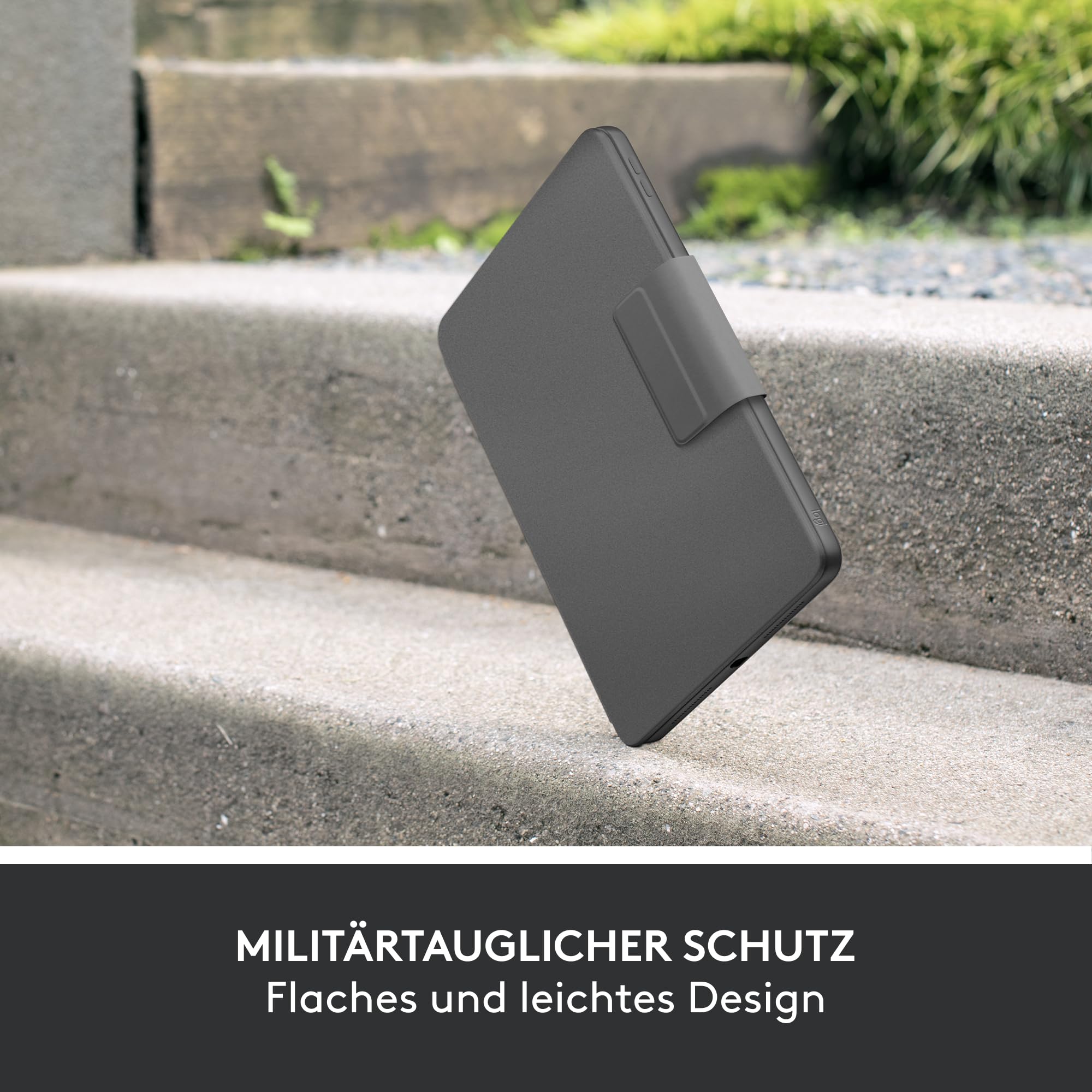 Logitech Rugged Folio Keyboard Case for iPad 10th Gen & iPad Air 4 (A16) - Waterproof & Durable Protective Cover with Smart Connector - German QWERTZ Layout (Gray) - Perfect for Travel, Work & Outdoor Use