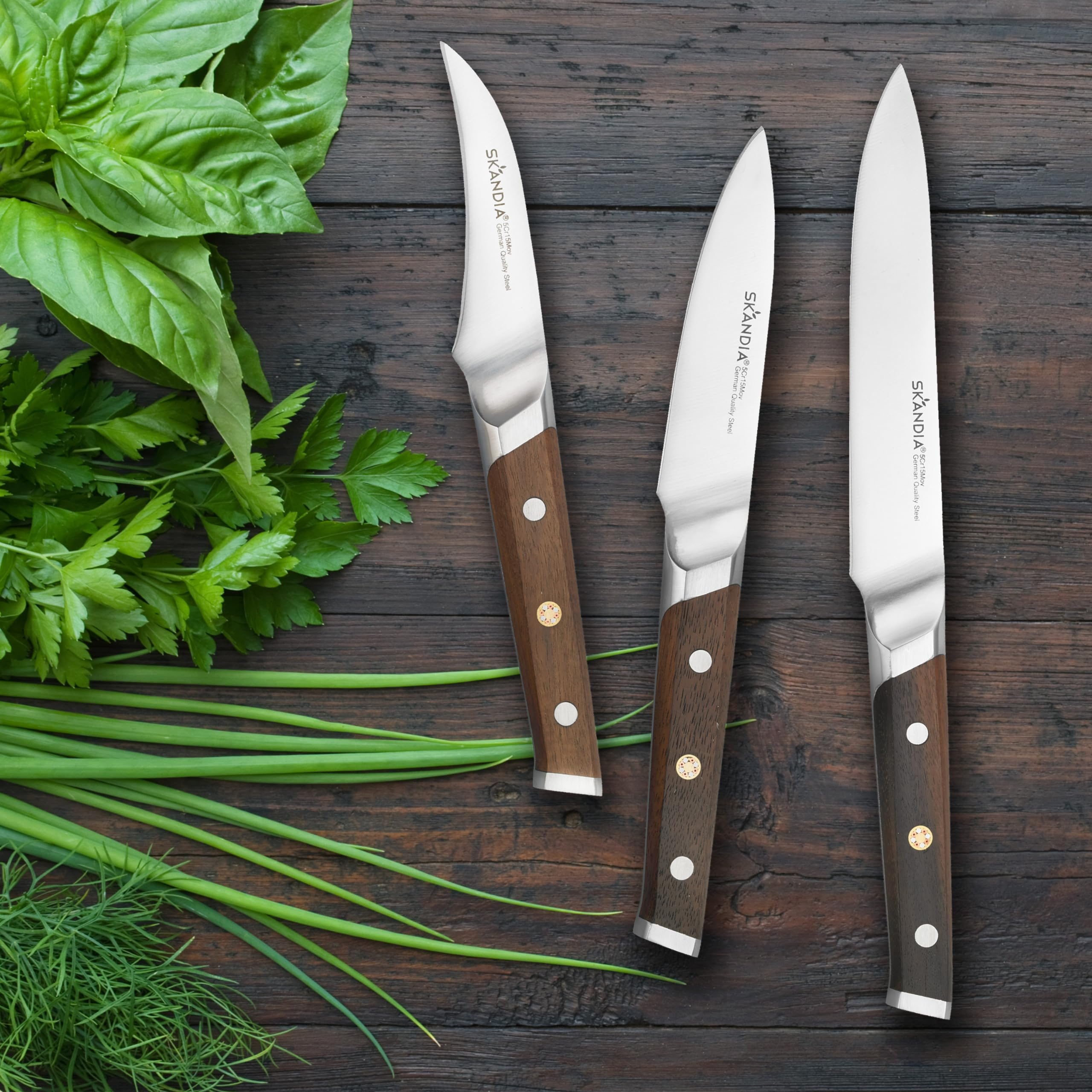 Hampton Forge Harley 14-Piece Knife Block Set - Premium Stainless Steel Kitchen Knives with Wooden Stand - Perfect for Home Chefs & Cooking Enthusiasts