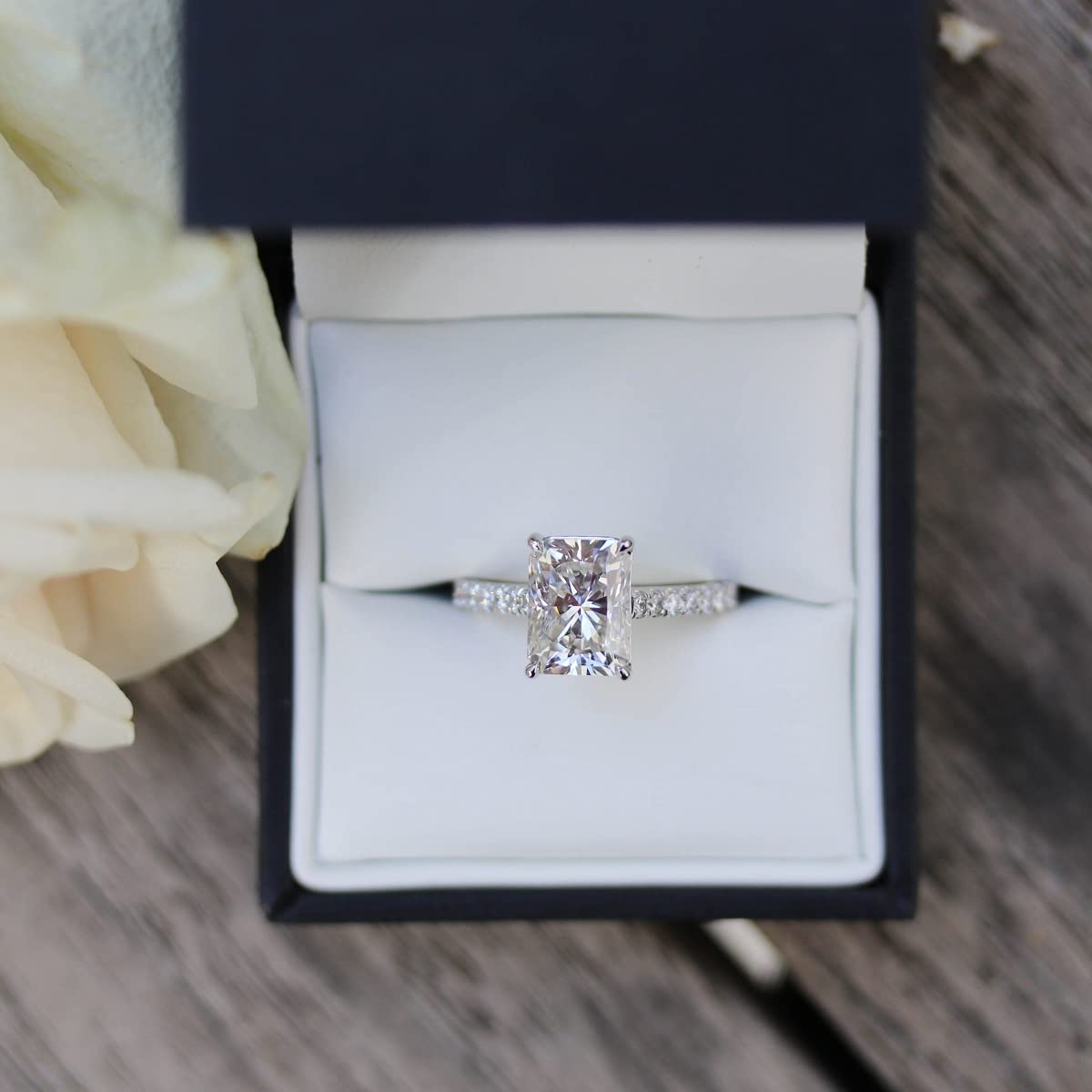3.25 Carat Radiant Cut Diamond Engagement Ring for Women - 14K White Gold Wedding Promise Ring - Perfect for Proposals, Anniversaries & Special Occasions