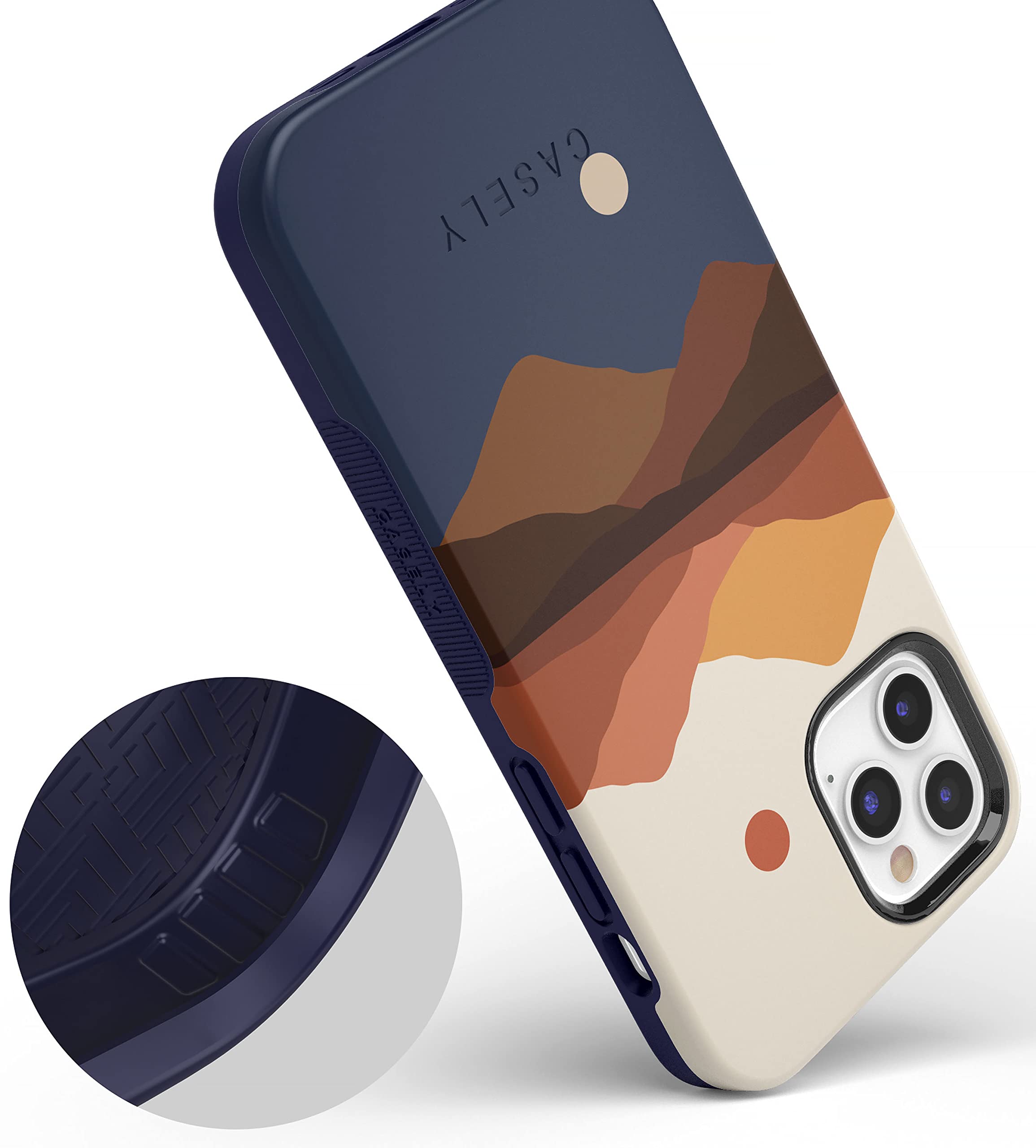 Casely iPhone 12/12 Pro Case - Opposites Attract Day & Night Colorblock Mountains Design | MagSafe Compatible | Shockproof Protective Cover | Perfect for Outdoor Adventures & Daily Use