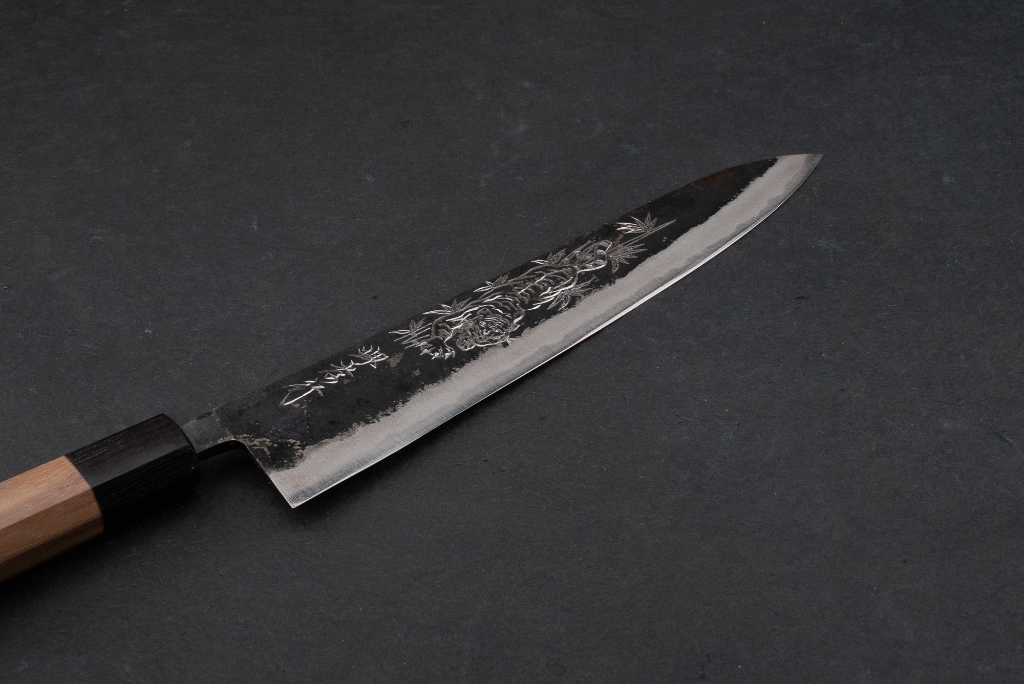 Premium Sakai Takayuki Michiko Kubota Engraved Aogami #2 Gyuto Knife 240mm - Japanese Tiger Pattern Chef's Knife for Professional Sushi & Meat Cutting