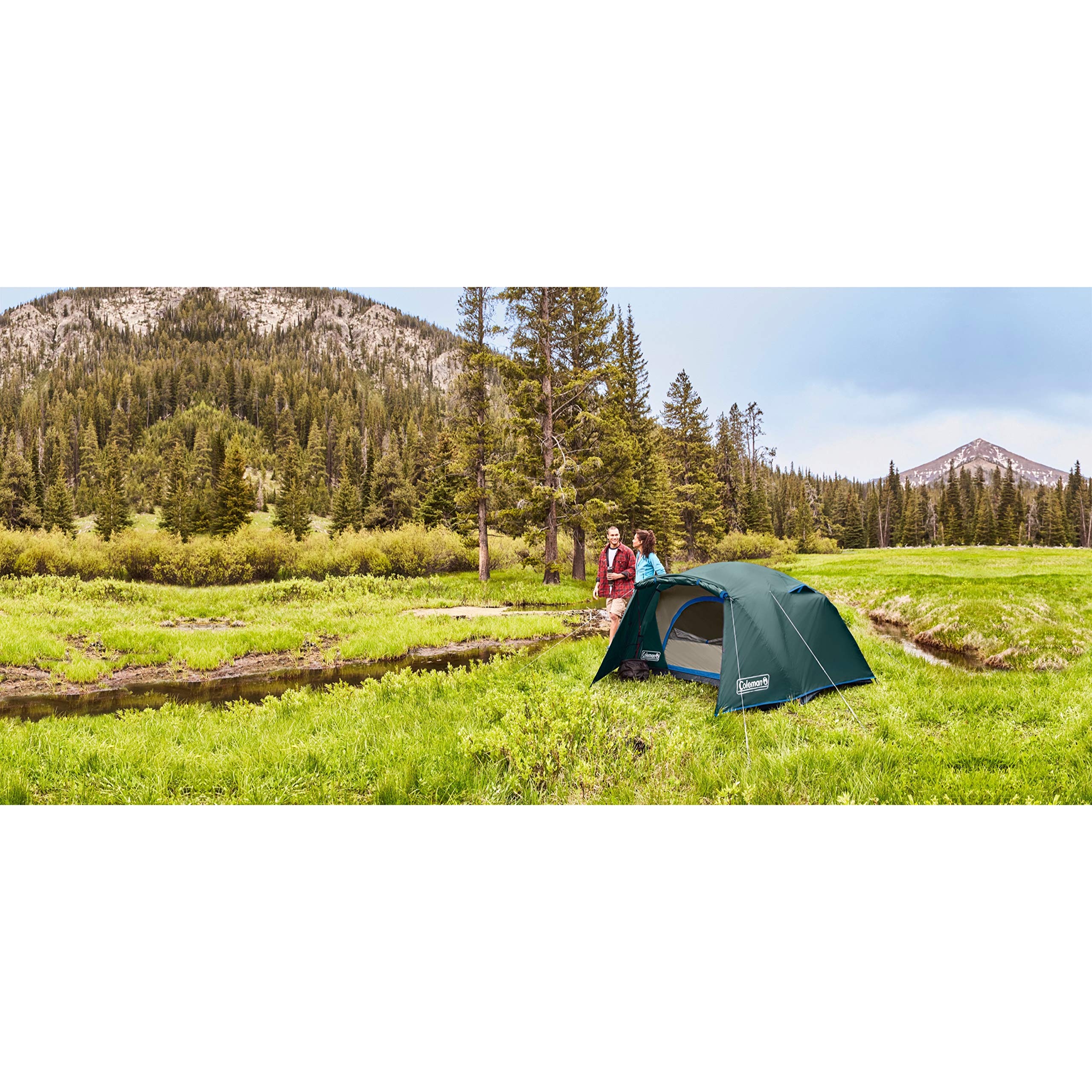 Coleman Skydome Camping Tent with Full-Fly Vestibule - Lightweight 4-Person Tent for Outdoor Adventures, Hiking, and Family Camping Trips | Evergreen Color