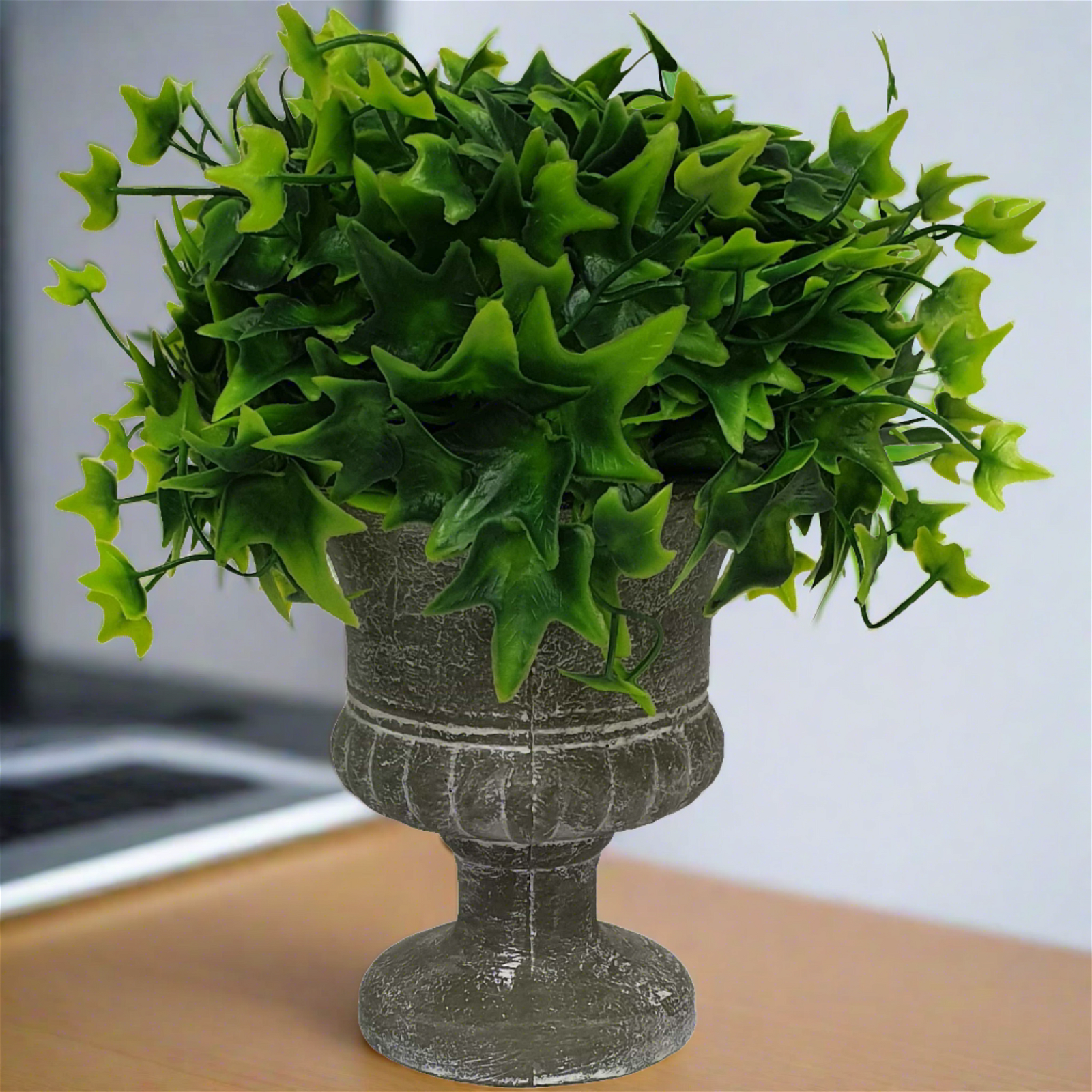 24cm Artificial Shrub in Shaped Vase - Realistic Fake Plant by Criterion - Perfect for Home Office Decor, Living Room Centerpiece & Wedding Table Arrangements