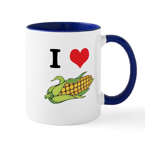 White/Navy Inside - I Heart (Love) Corn (On The Cob) Mug