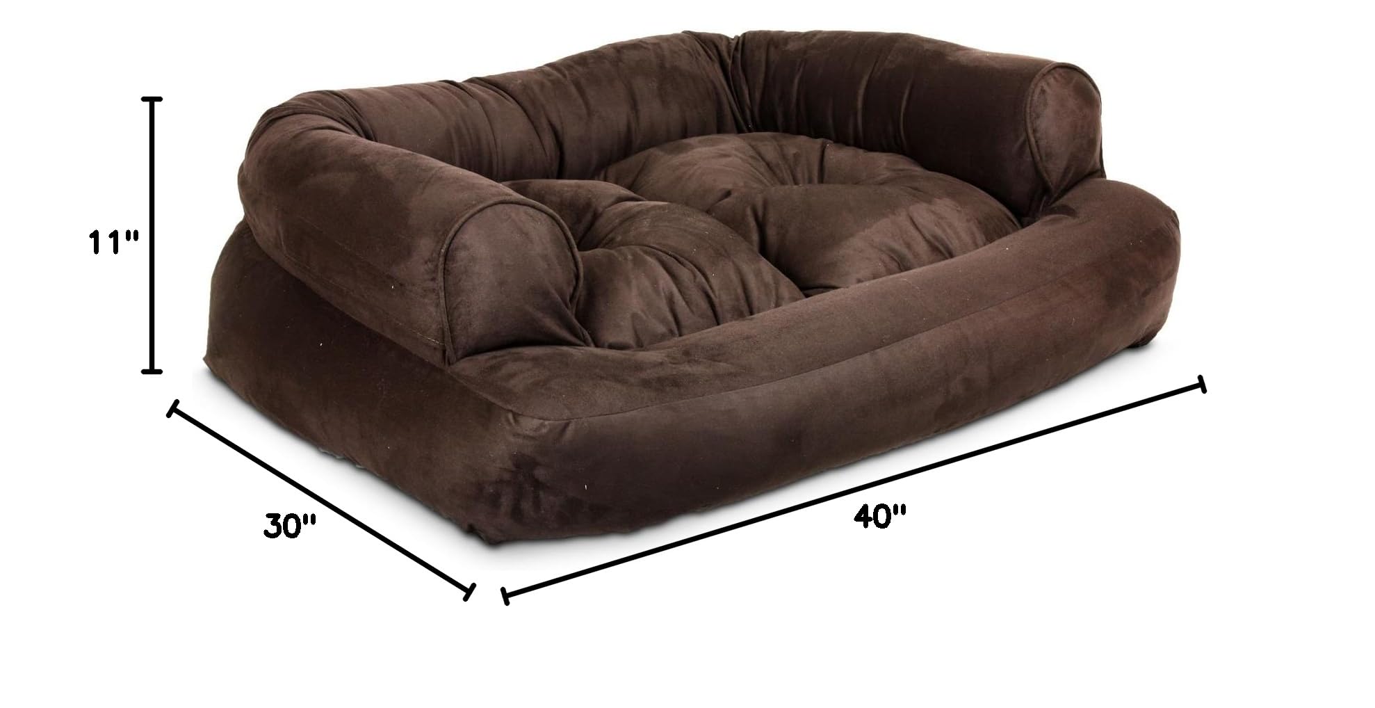 Premium Snoozer Overstuffed Luxury Pet Sofa for Large Dogs - Plush Hot Fudge Brown Orthopedic Support - Perfect for Living Room, Bedroom & Pet-Friendly Spaces