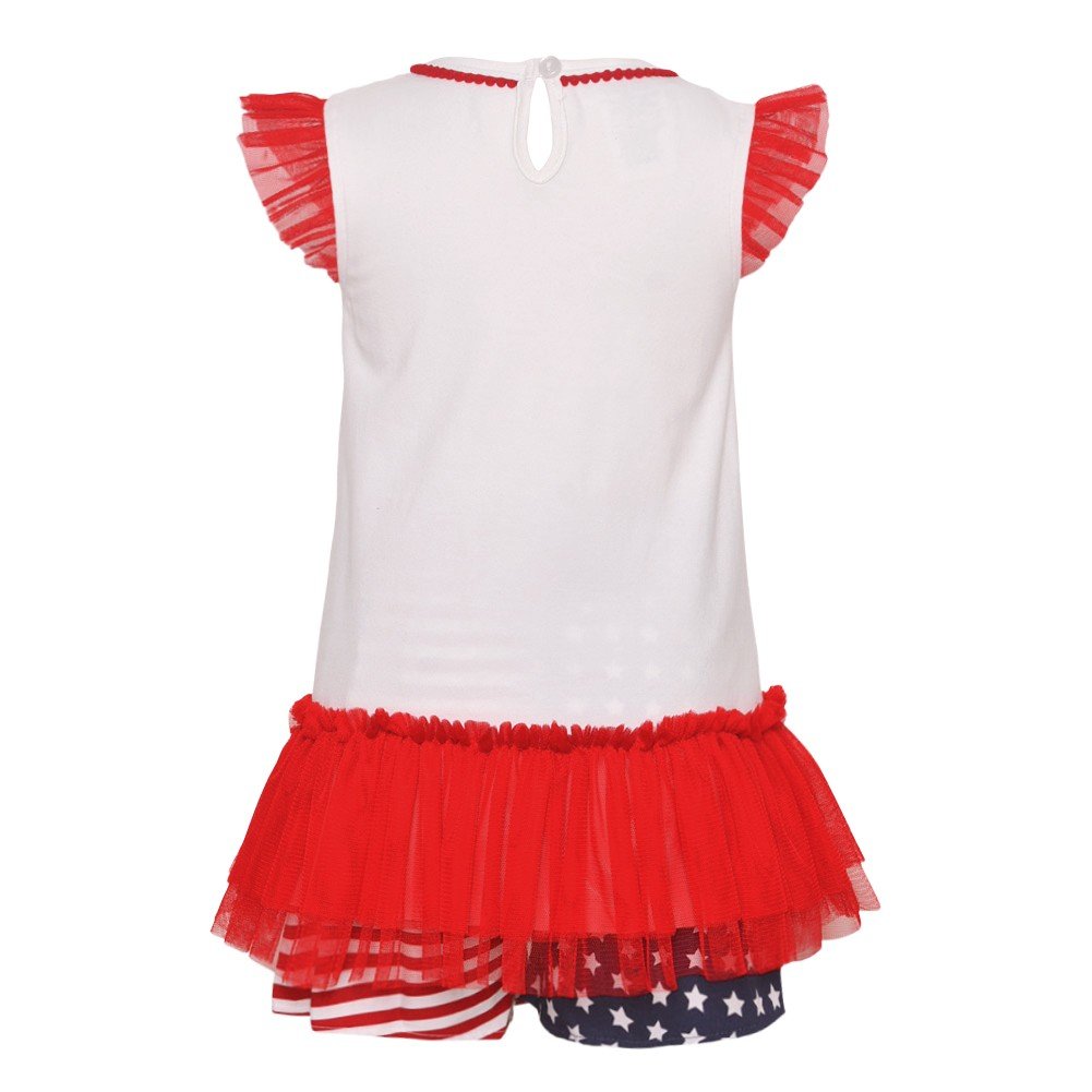 Bonnie Jean Little Girls Red Ruffle American Flag 2-Piece Shorts Outfit 4T | Patriotic Summer Playwear for Toddlers & Kids
