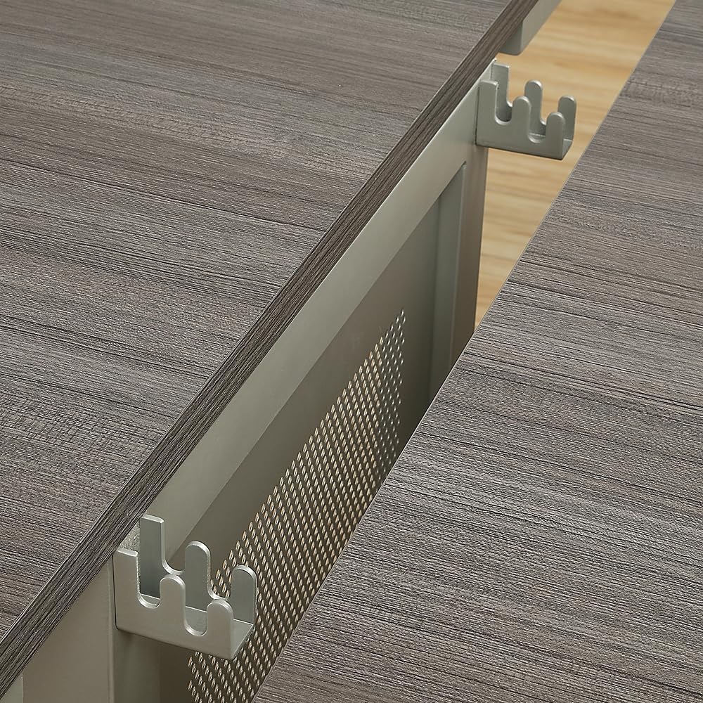 16' Expandable Conference Table - Warm Ash Laminate Office Meeting Table with Steel Legs & Built-in Power Module | Durable Training Table for Conference Rooms, Team Meetings & Corporate Events (47.24