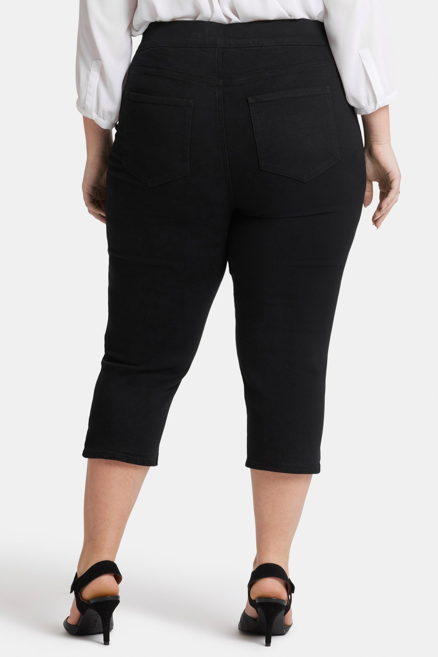 Dakota Crop Pull On Jeans for Women - Plus Size Overdye Black Stretch Denim Pants | Comfortable Casual Wear for Everyday Outfits & Work